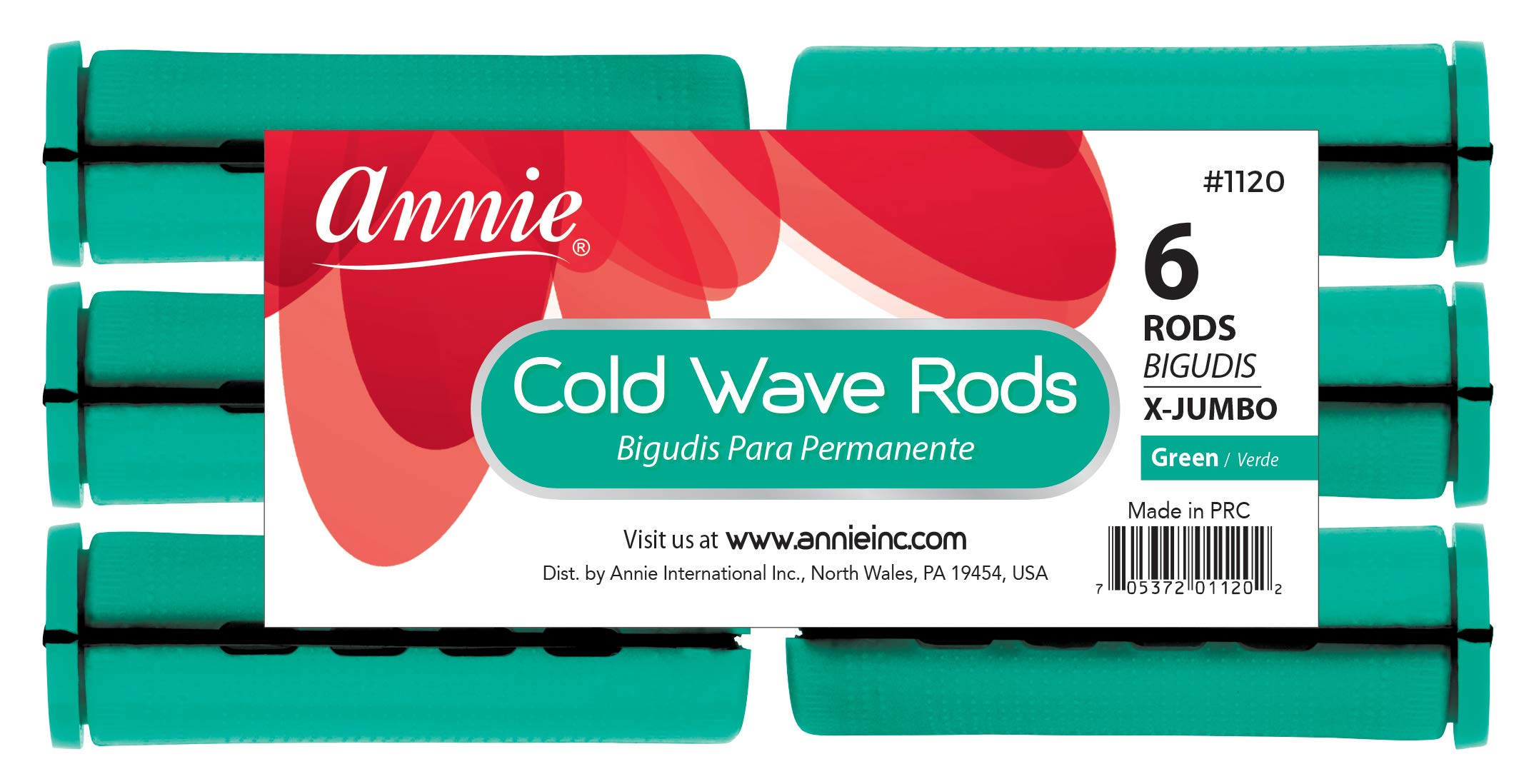 Annie Jumbo Cold Wave Rods with Rubber Band for Hair Curling and Perm Styling - Brown - Set of 3 Packs of 6 (18 Pieces)