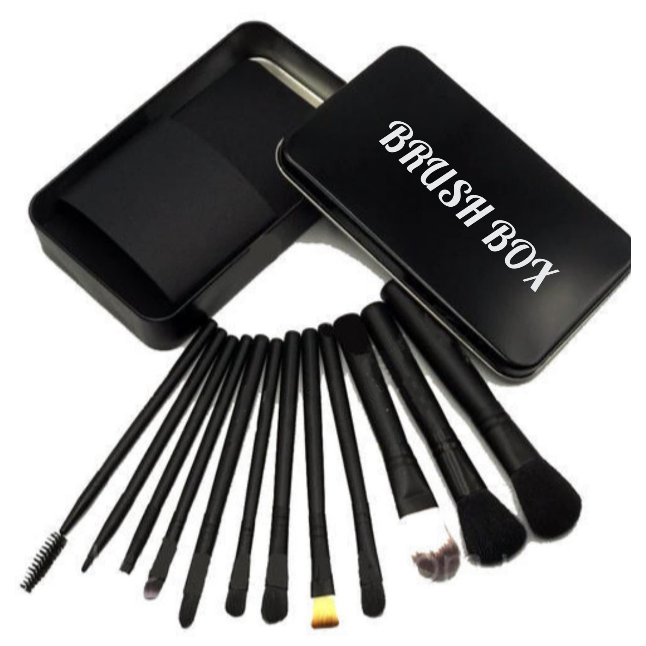 Crazy Huda Makeup Brush Set With Storage Box Black, Set Of 12