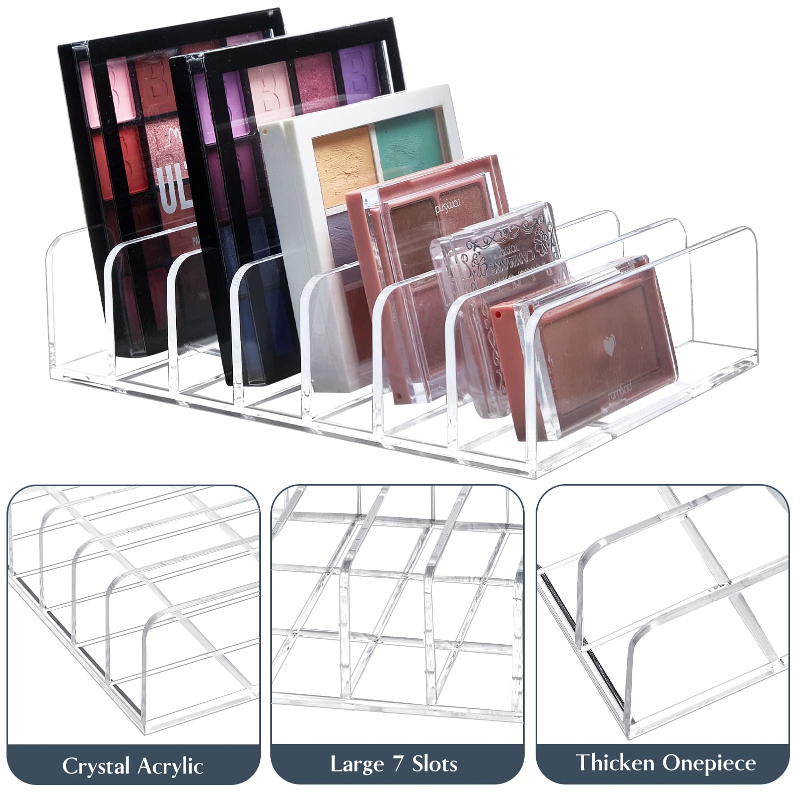 Tuzazo 2 Pack Acrylic Eyeshadow Palette Makeup Organizer - 7-Section Makeup Palette Organizer - Cosmetics Display Storage Holder