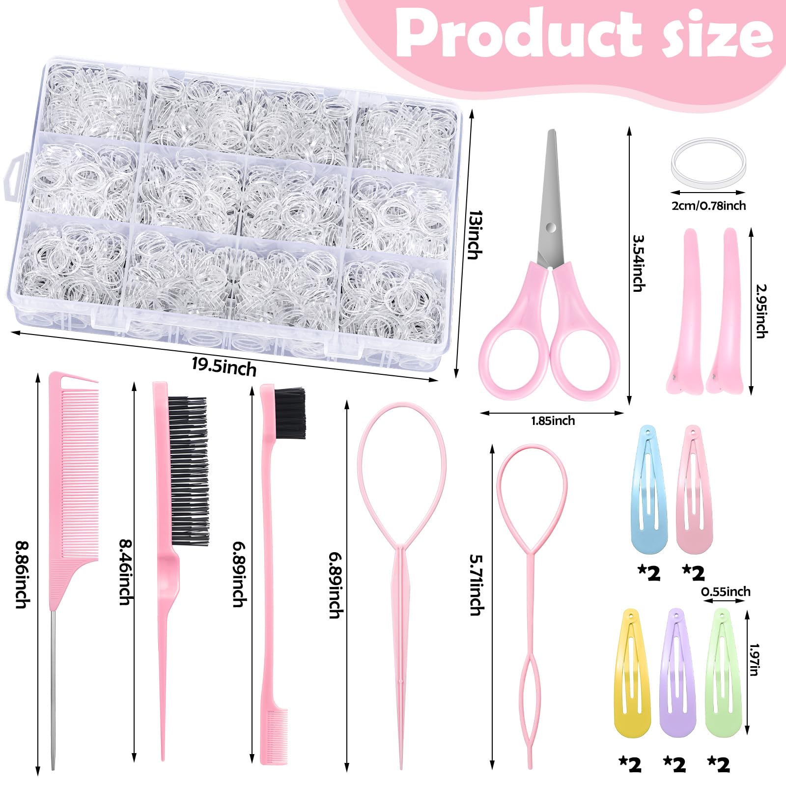 Auroray 2200 Pcs Clear Hair Ties, Hair Loop Styling Tool Set With Hair Tie Cutter, Elastic Hair Accessories For Toddler Baby Gir