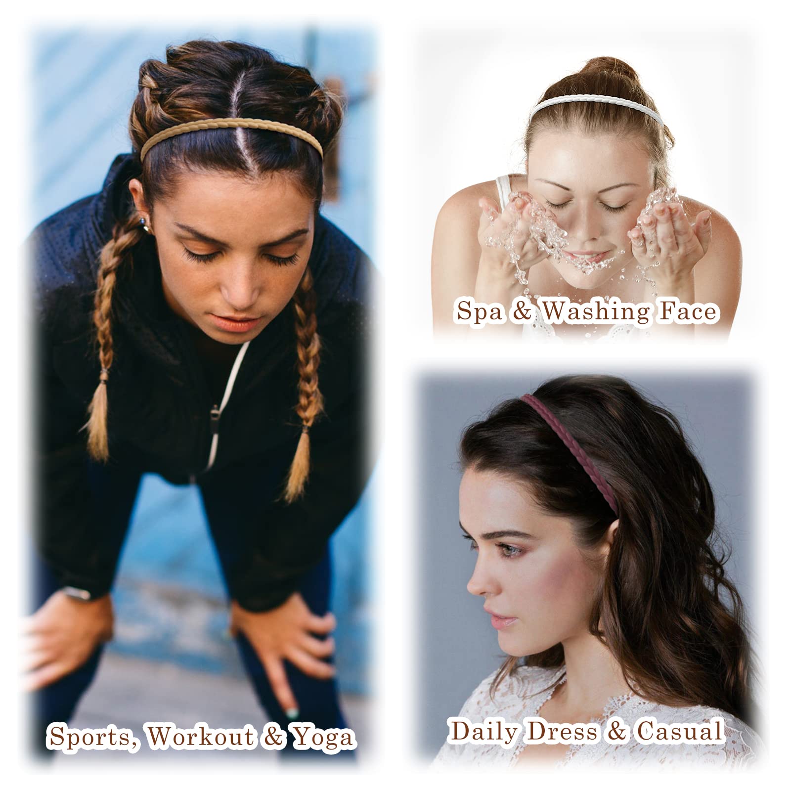 WOVOWOVO 7mm Thin Headbands For Women, 12 Pcs Plastic Headband with Teeth Head Bands Combing Hairbands Hair Accessories for Girl