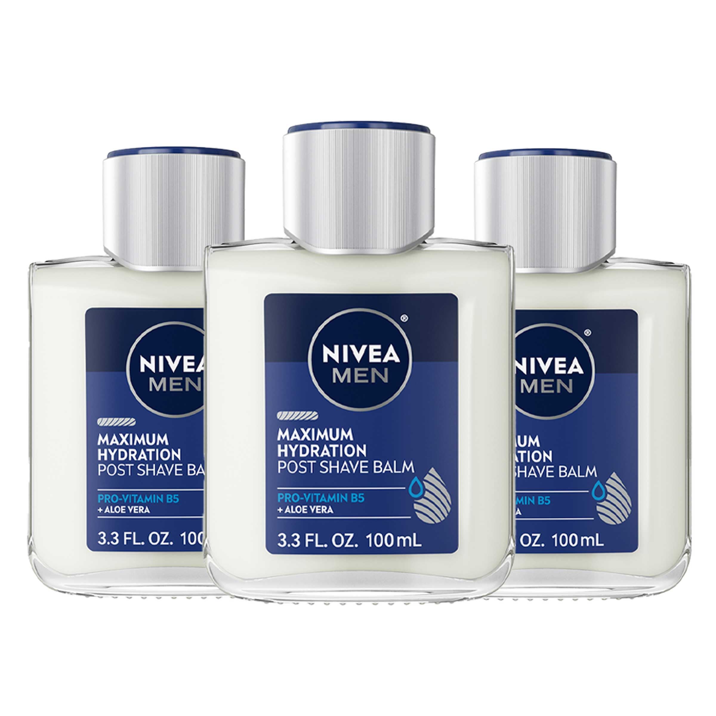 Nivea Men Maximum Hydration Post Shave Balm with Aloe Vera and Provitamin B5, 3 Pack of 3.3 Fl Oz Bottles