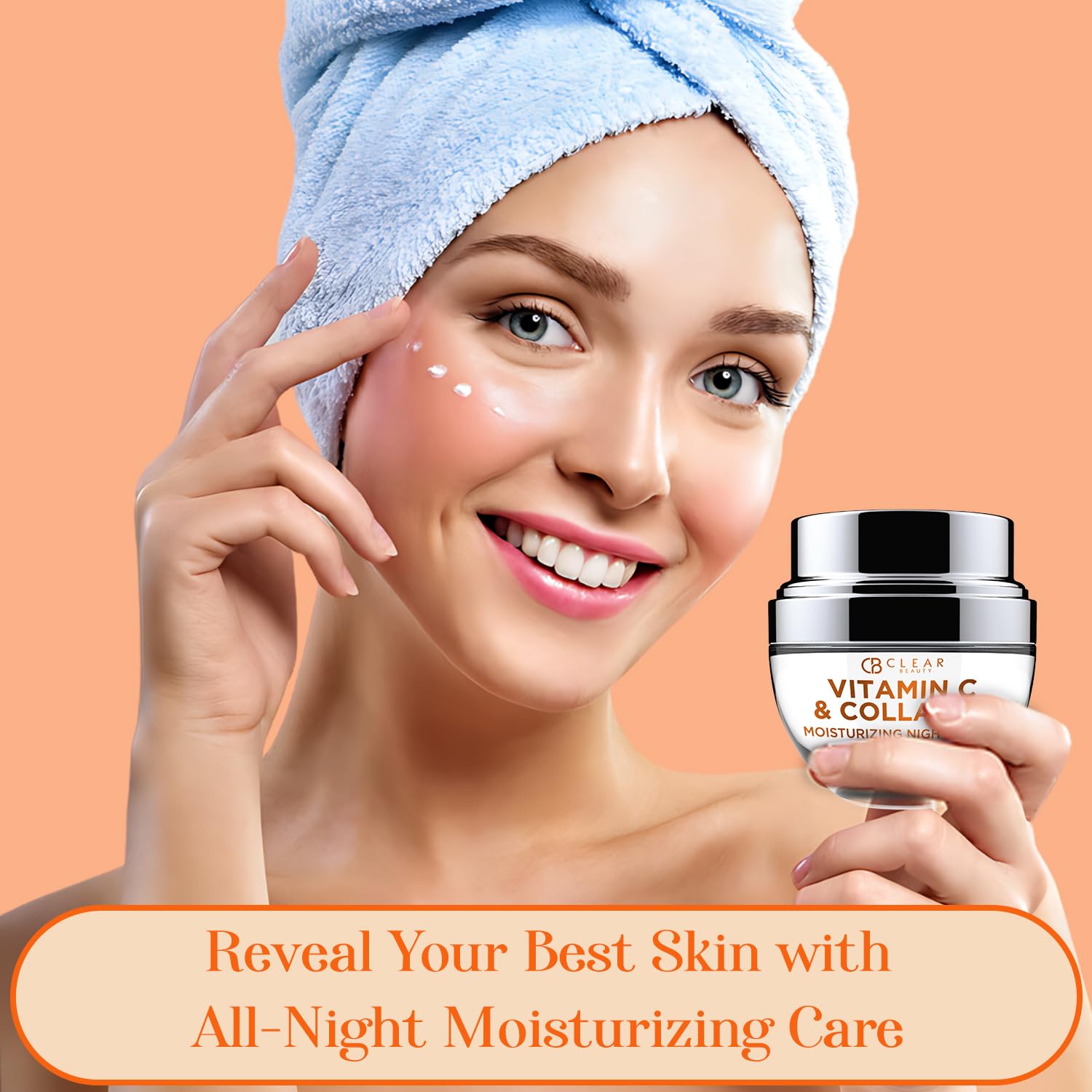 Clear Beauty Vitamin C & Collagen Night Face Moisturizer - Dermatologist Tested, Restores & Firms Skin, Anti-Aging, Natural Ingr