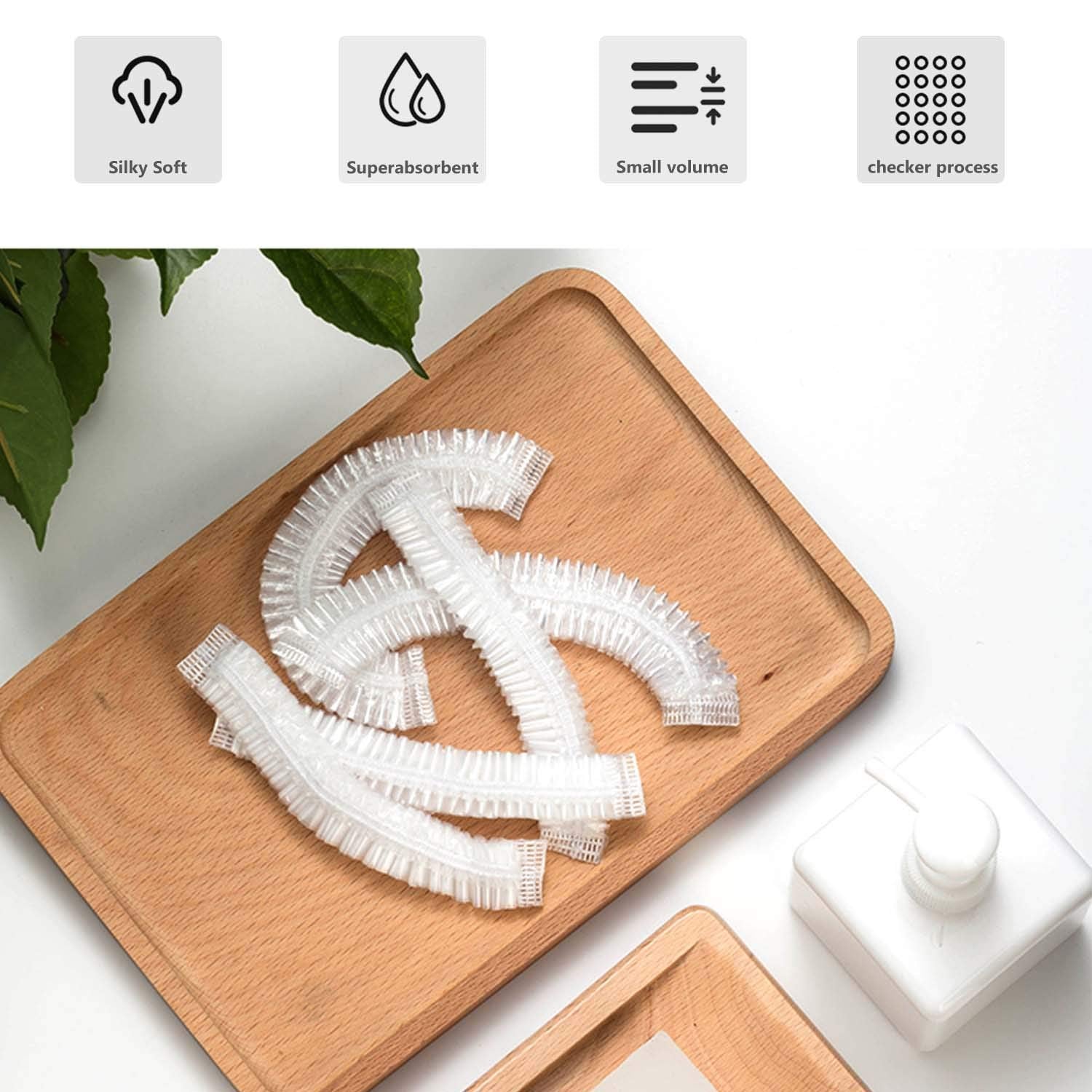 Yizijizi 30Pcs Disposable Shower Caps, Large Thick Clear Waterproof Shower Cap For Women, Large Size 205, Home Use, Spa, Hotel A
