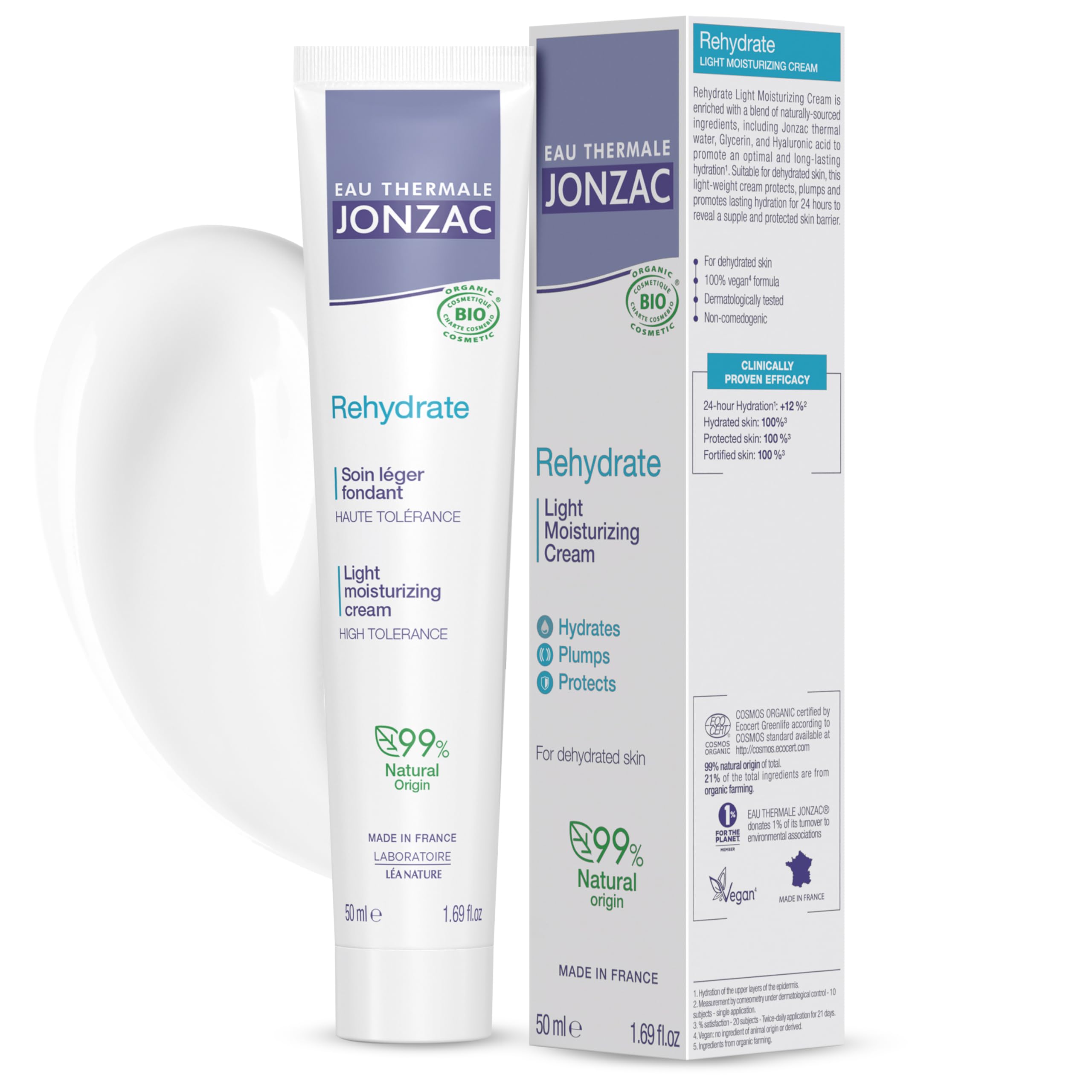 JONZAC Eau Thermale Rehydrate Light Face Cream, 24hr Hydration, 1.69 oz