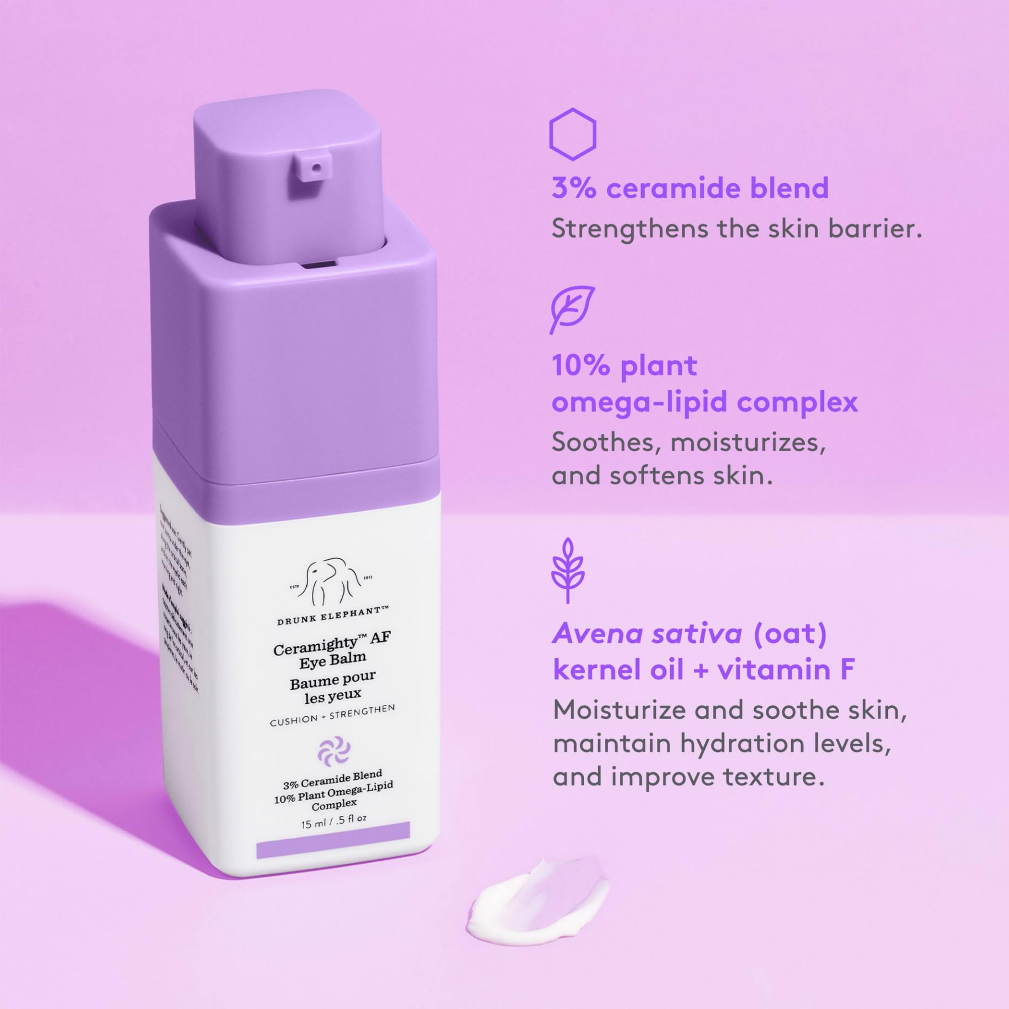 Drunk Elephant Ceramighty AF Eye Balm - 15 ml/.5 fl oz - Moisturizing Eye Cream - Clean Clinical Skincare - Cruelty-Free - Derma