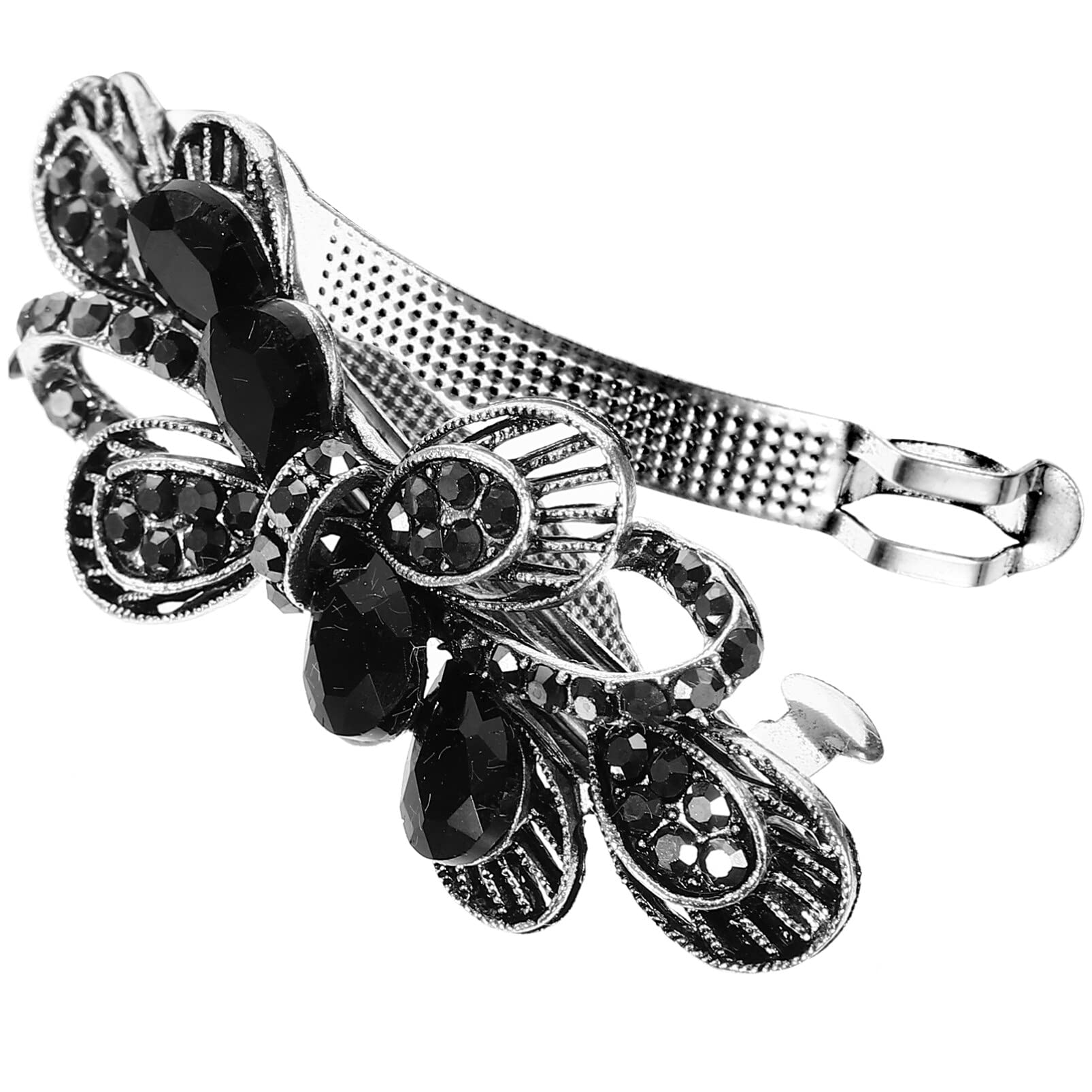 minkissy Black Rhinestone Hair Clips Crystal Butterfly Hair Barrettes Bows Hair Barrette Spring Hair Barrettes Hair Clip Metal A