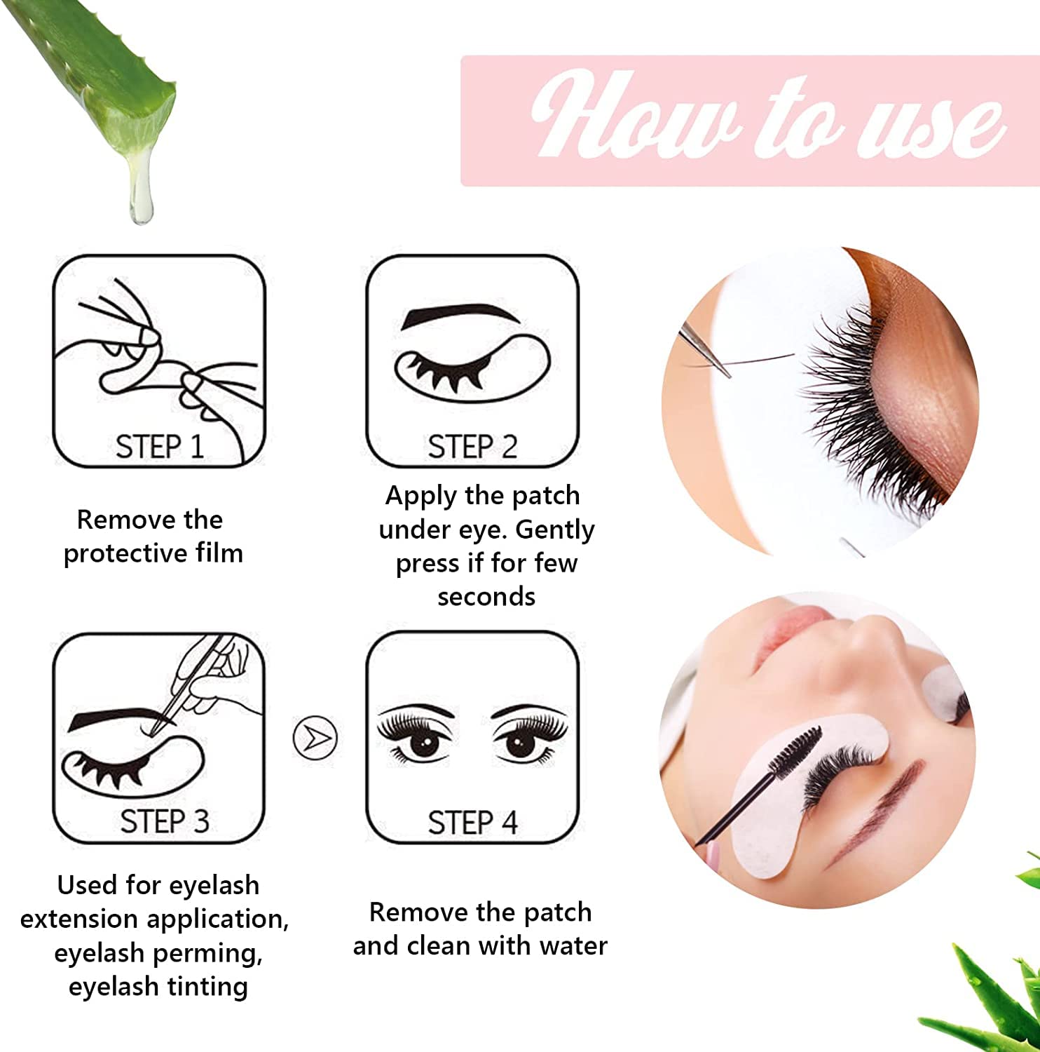 200 Pairs greenLife 100% Natural Eyelash Extension Under Eye gel Pads patches kit collagen Aloe Vera Hydrogel Eye Patches Eyelas