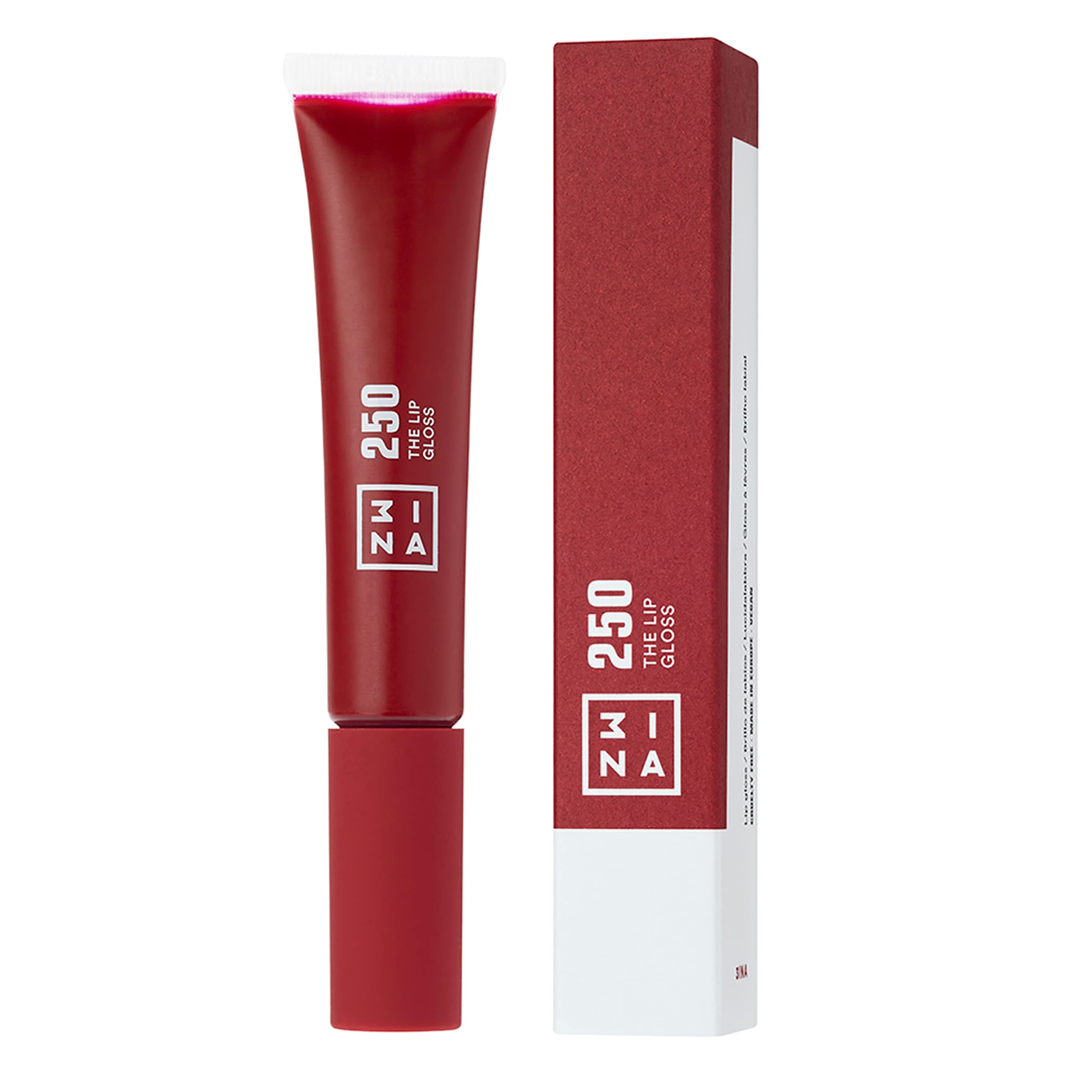 3INA MAKEUP - Vegan - Cruelty Free - The Lip Gloss 250 - Dark Pink Red Lip Gloss - Mirror-effect - Glossy Look - Creamy Texture
