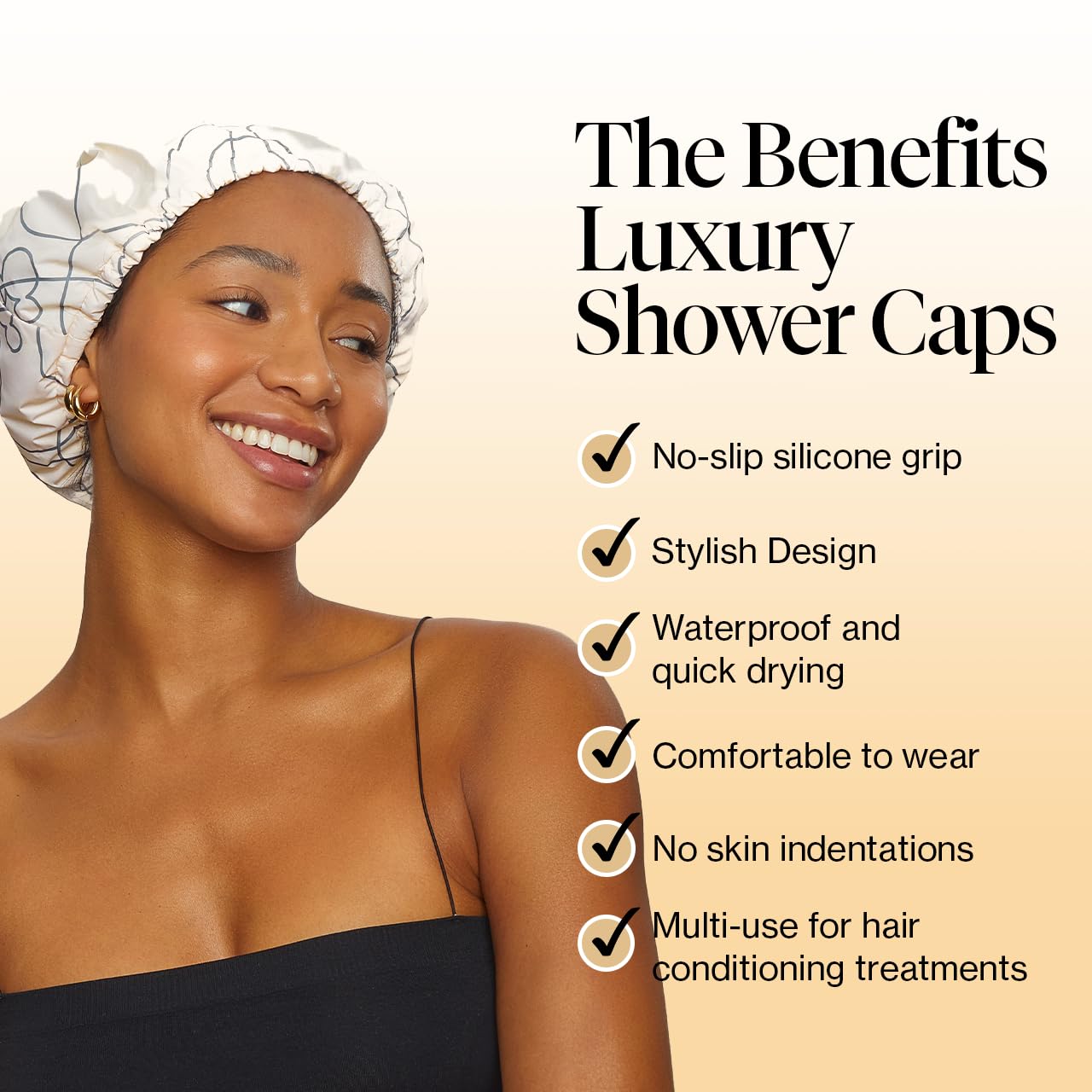 Mickey/Minnie X Kitsch Luxury Shower Cap For Women Waterproof - Flexi Satin Lined Shower Cap, Reusable Shower Cap, Adjustable Ha