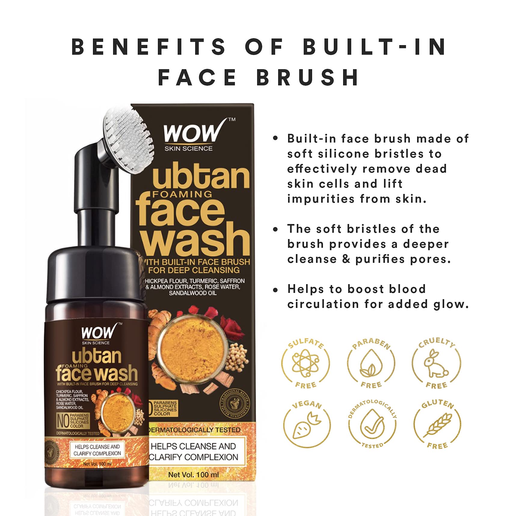 WOW Skin Science Foaming Facial Cleanser - Unisex, Plant-Powered Ingredients, Sulfate-Free, Paraben-Free, 16 oz