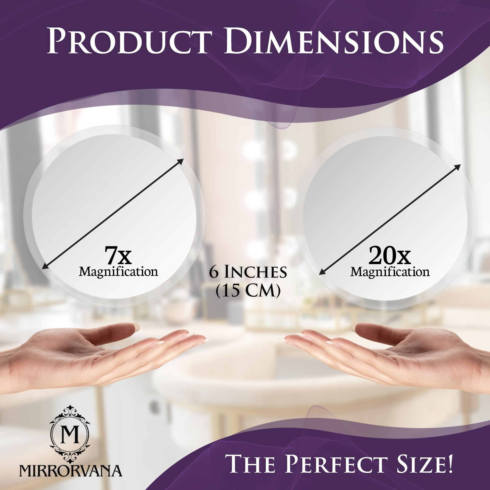 MIRRORVANA 20X & 7X Magnifying Mirror Set Combo with 3 Suction Cups Each - Compact & Travel Ready (Glass)