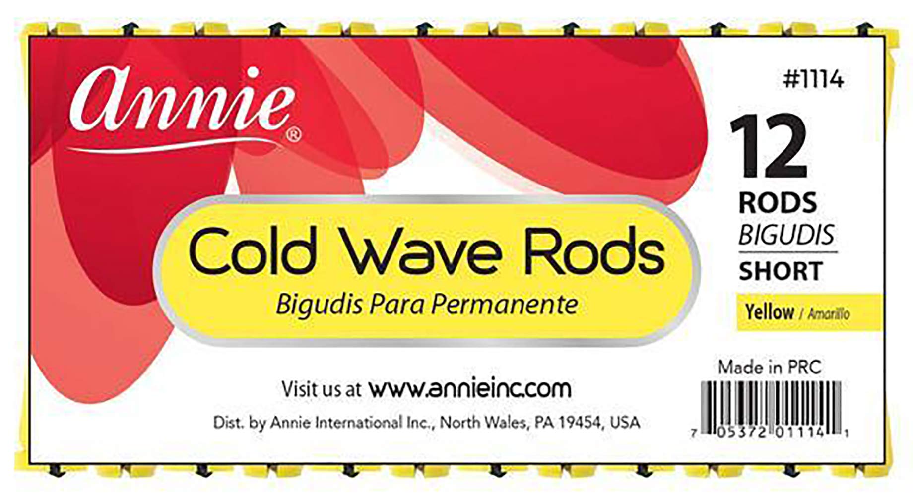 Annie Short Cold Wave Rods with Rubber Band for Hair Curling and Perm Styling  Yellow  Set of 3 Packs of 12 (36 Pieces)