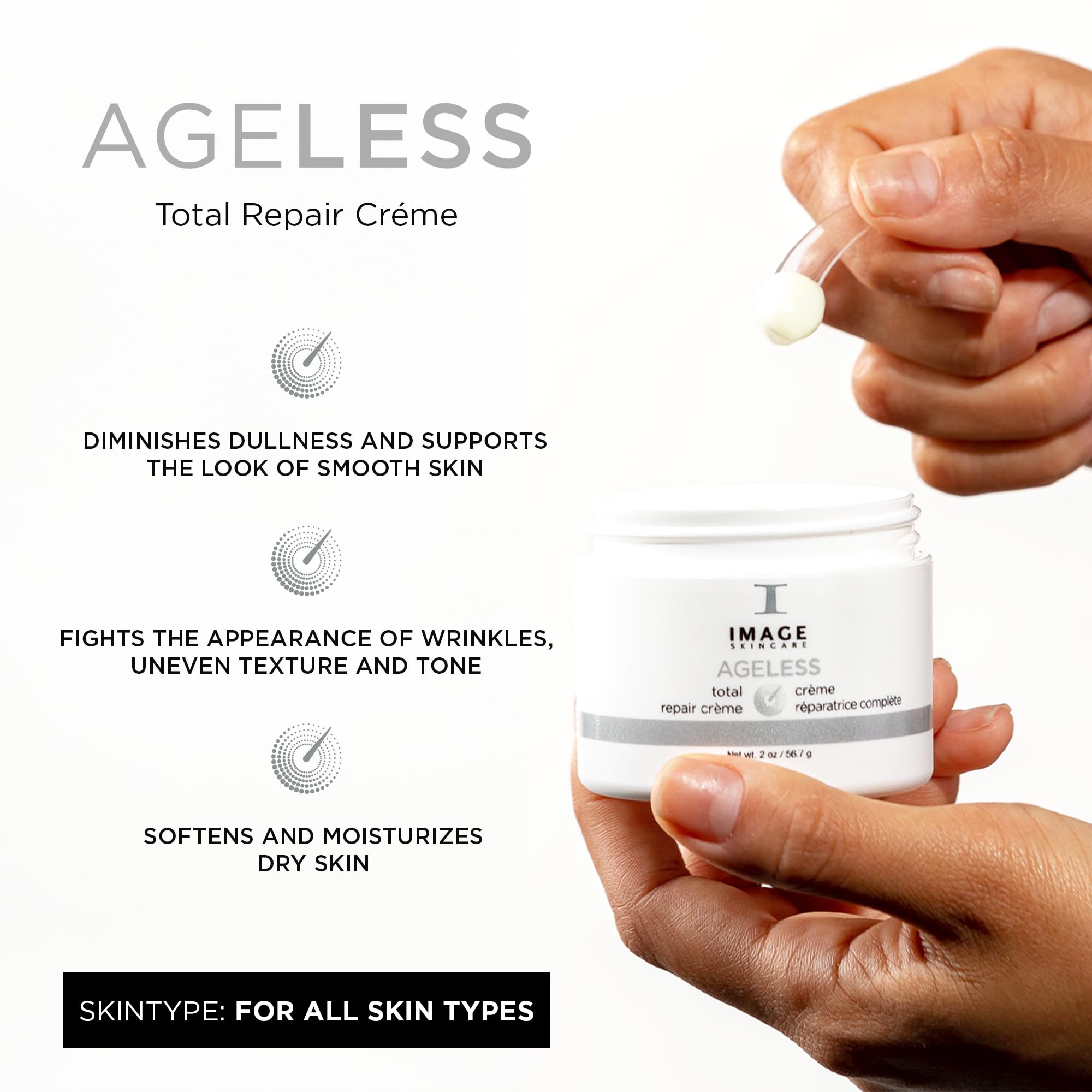 IMAGE Skincare, AGELESS Total Repair Crme, Facial Night Cream Moisturizer with Hyaluronic Acid and Shea Butter, 2 oz