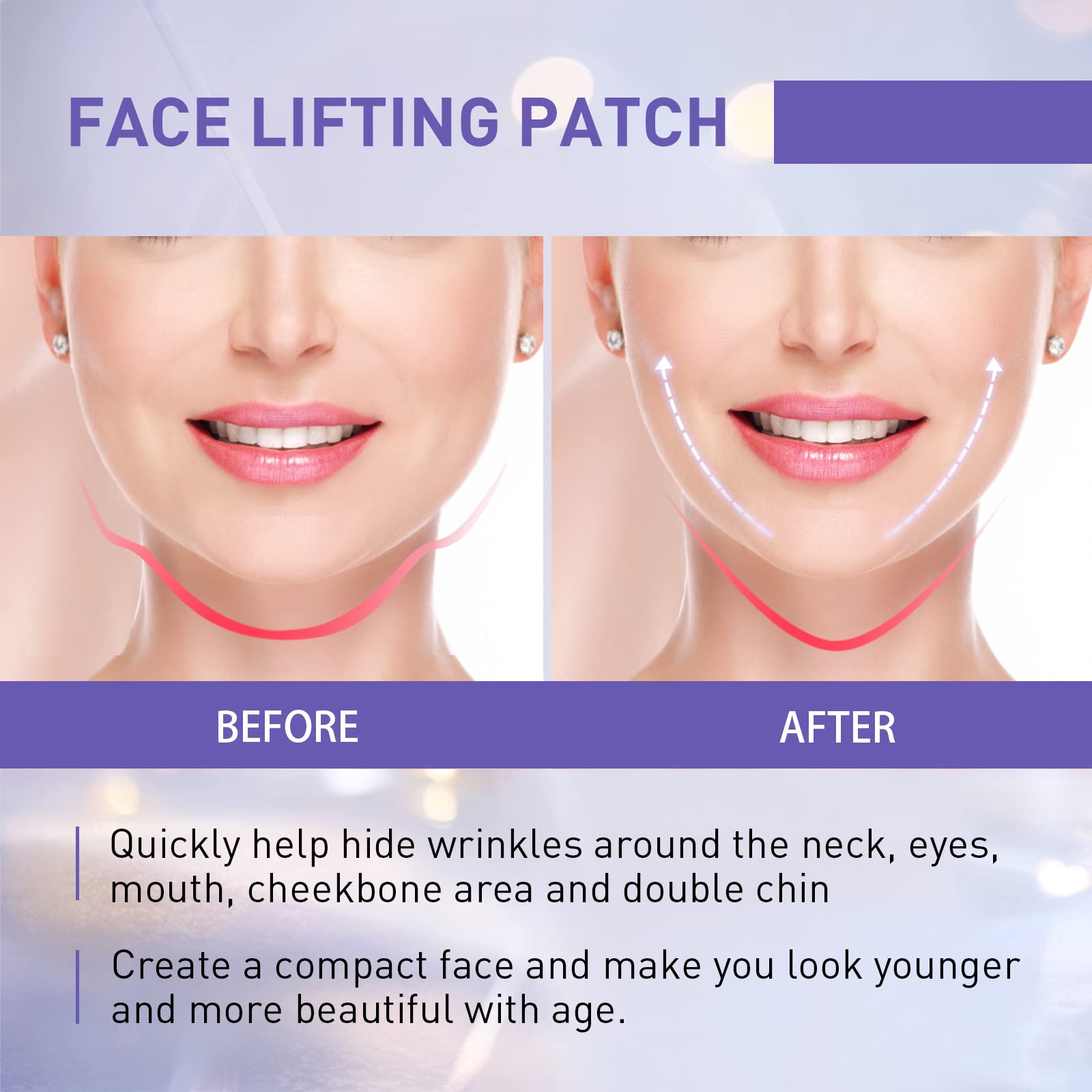 Wxyinspas 40 Pcs Face Tape Lifting Invisible With String For Wrinkles, Jowls, Neck, Eye, Waterproof High Elasticity V Shape Lift