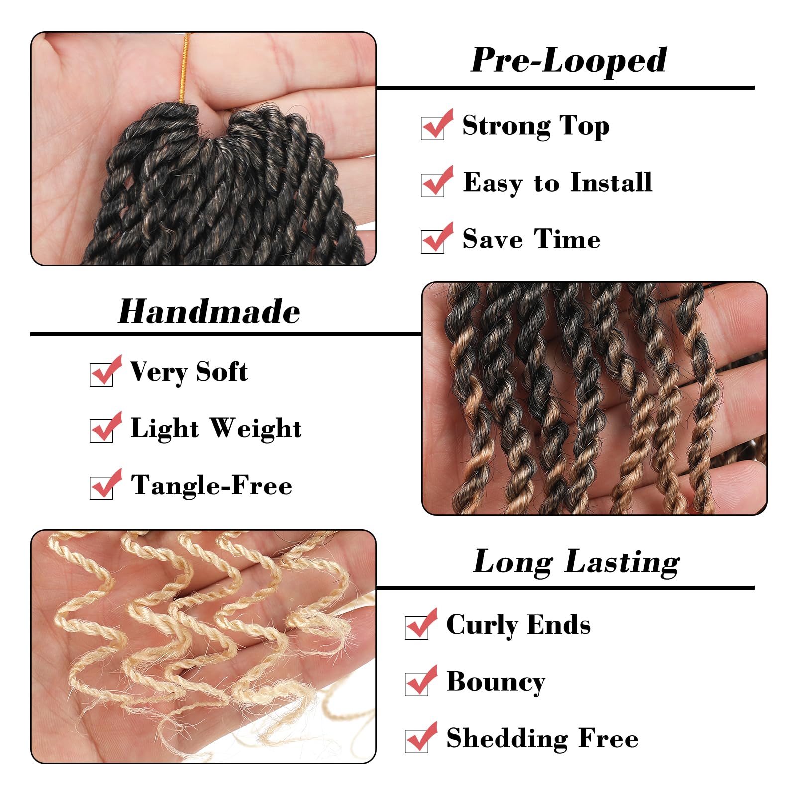 Leeven 12 Inch Senegalese Twist Crochet Hair 8 Packs Ombre Blonde Shrot Pre Looped Wavy Crochet Braids With Curly Ends 3 Tone Ha