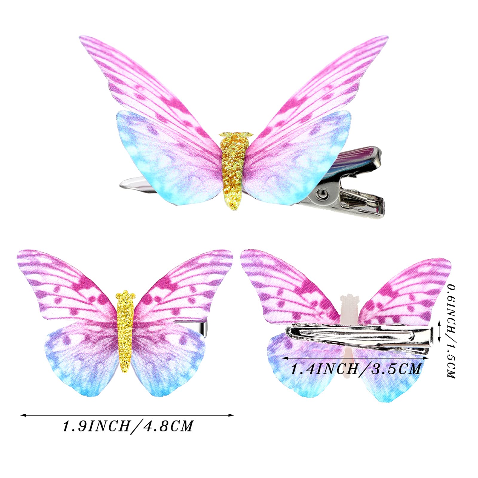 Boao 18 Pieces Glitter Butterfly Hair Clips for Girls Teens Women Hair Accessories (Vibrant Styles)