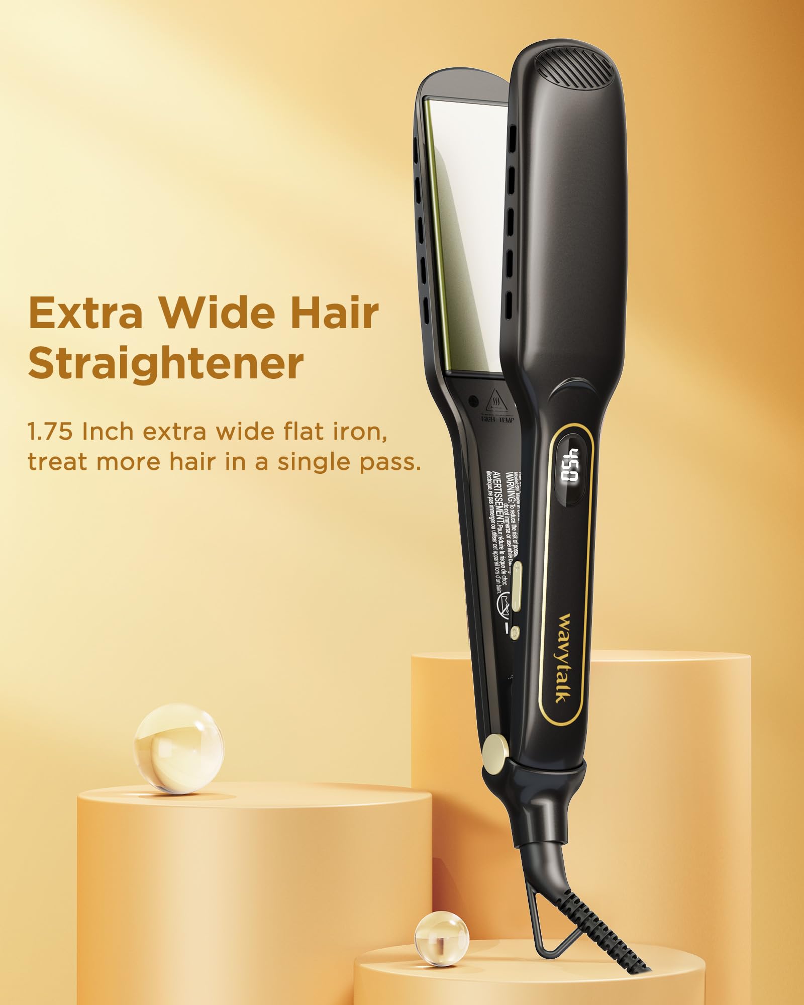 Wavytalk Hair Straightener, Wet to Straight Flat Iron, Titanium Flat Iron 1.7 Inch Wide Flat Iron for Hair, Professional Straigh