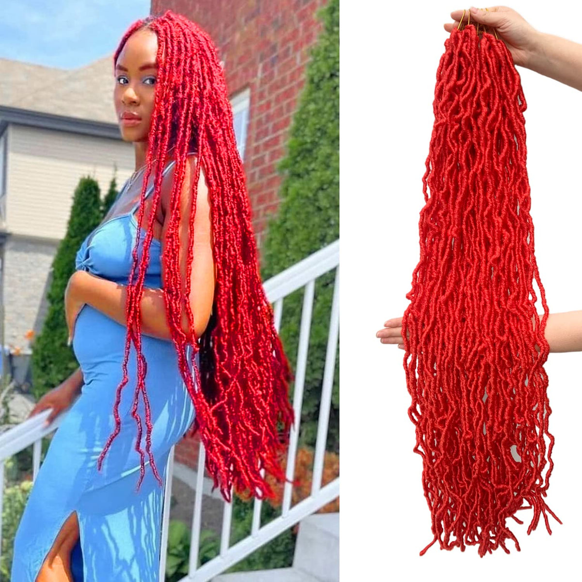 Red 7 Packs Soft Locs 36 Inch Faux Locs Crochet Hair For Black Women W ...