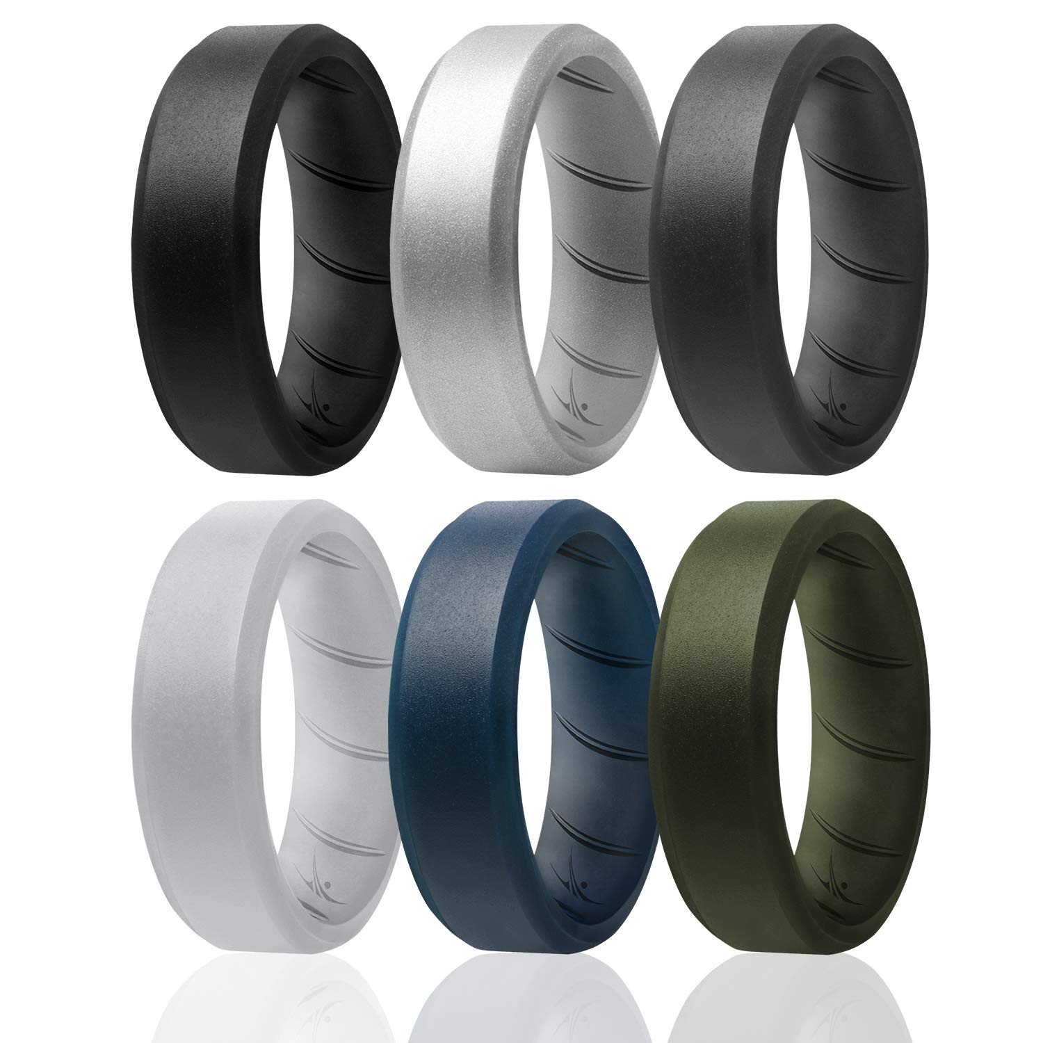Silicone Wedding Br 8Mm Ring Set - Basic-Metal By Roq For Men - 6 X 14 Mm Ring