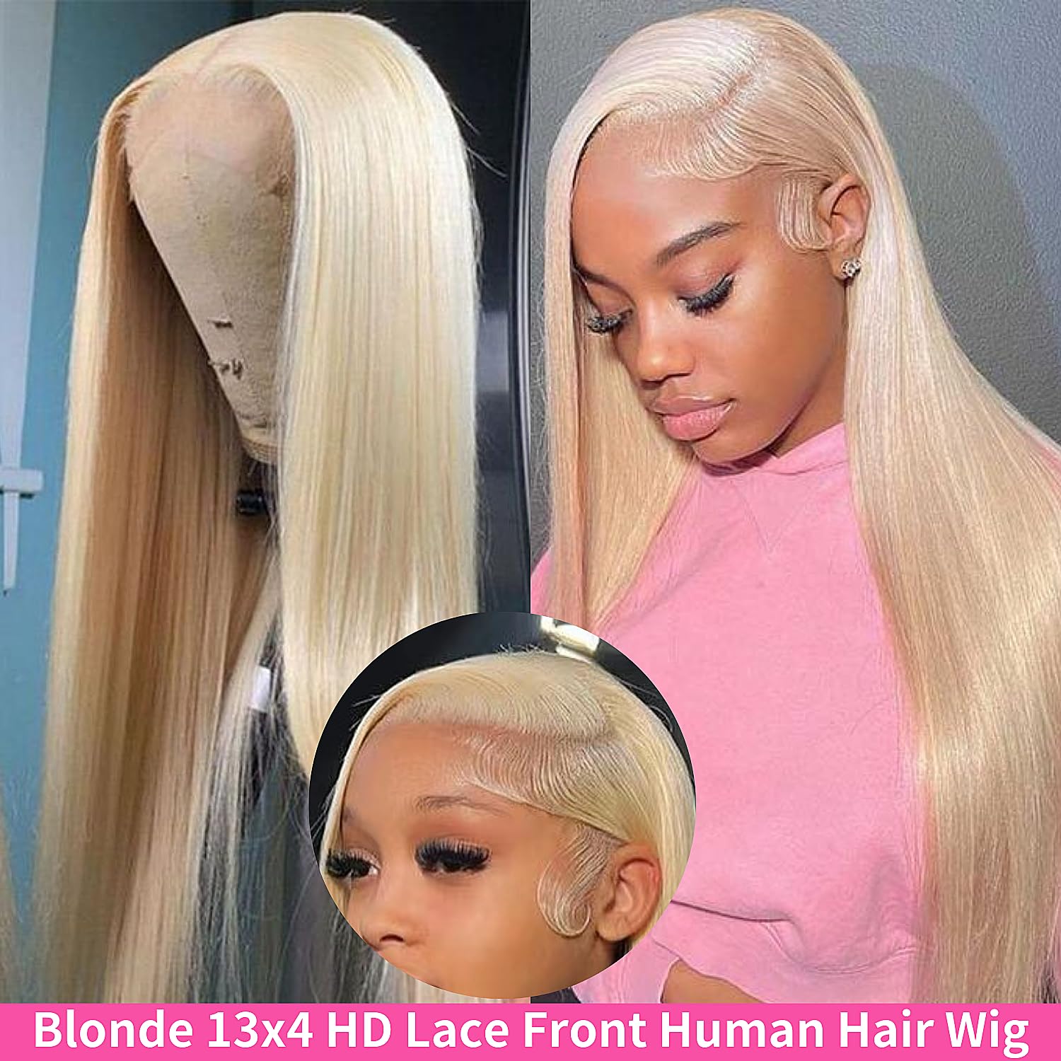 613 Blonde Lace Front Wigs Human Hair 13X4 Straight Wigs Human Hair Pre Plucked With Baby Hair Hd Transparent Lace Front Wigs Hu