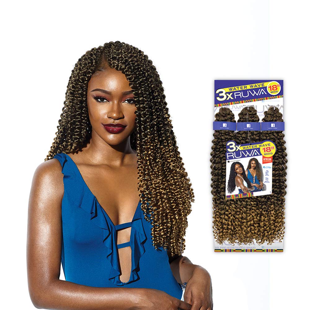 Sensationnel Ruwa Water Wave Braid Locs - Ruwa Water Wave 18 Inch Water Repellent Kanekalon Fast Dry Sports Braid - 3X Ruwa Wate