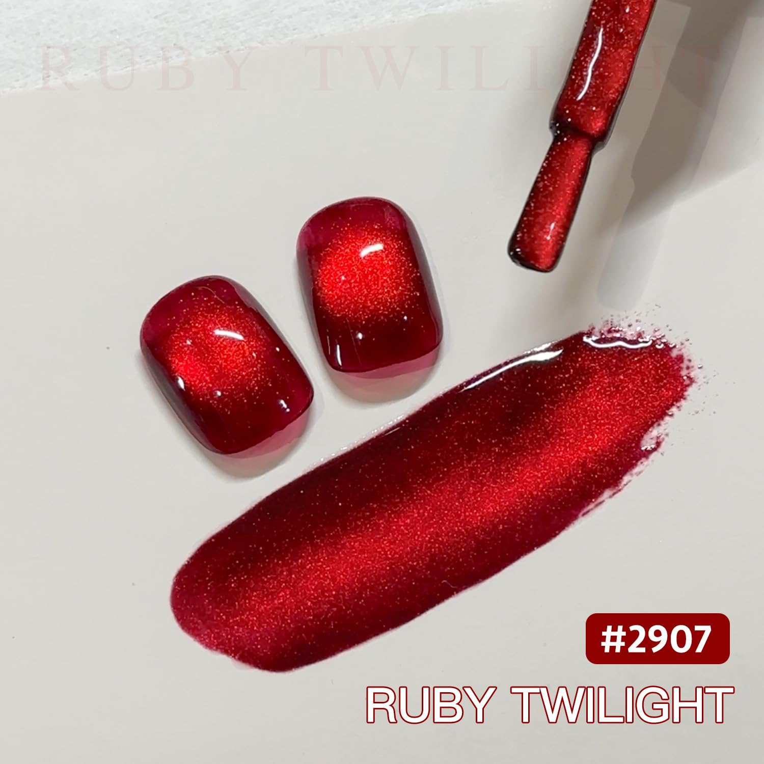 GAOY Red Cat Eye Gel Nail Polish 16ml - Glitter Holographic UV Gel in Ruby Twilight
