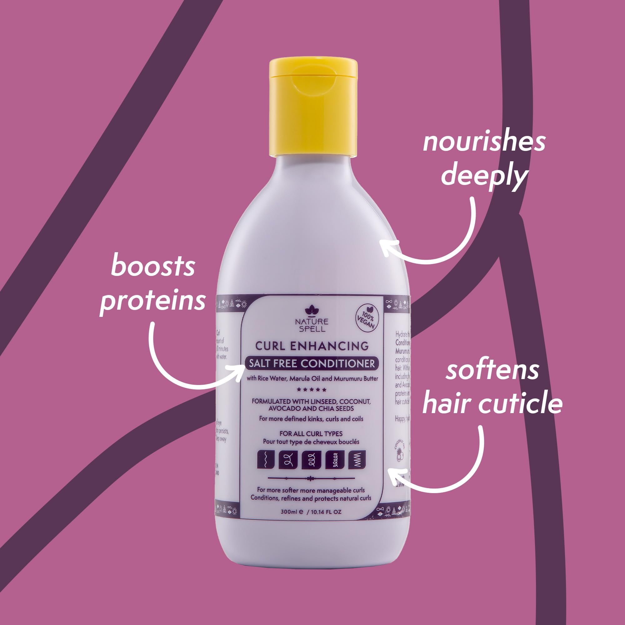 Nature Spell Curl Enhancing Conditioner for Curly Hair, 10.14 Fl Oz, Deep Conditioner for Curly Hair, Infused with Rice Water an