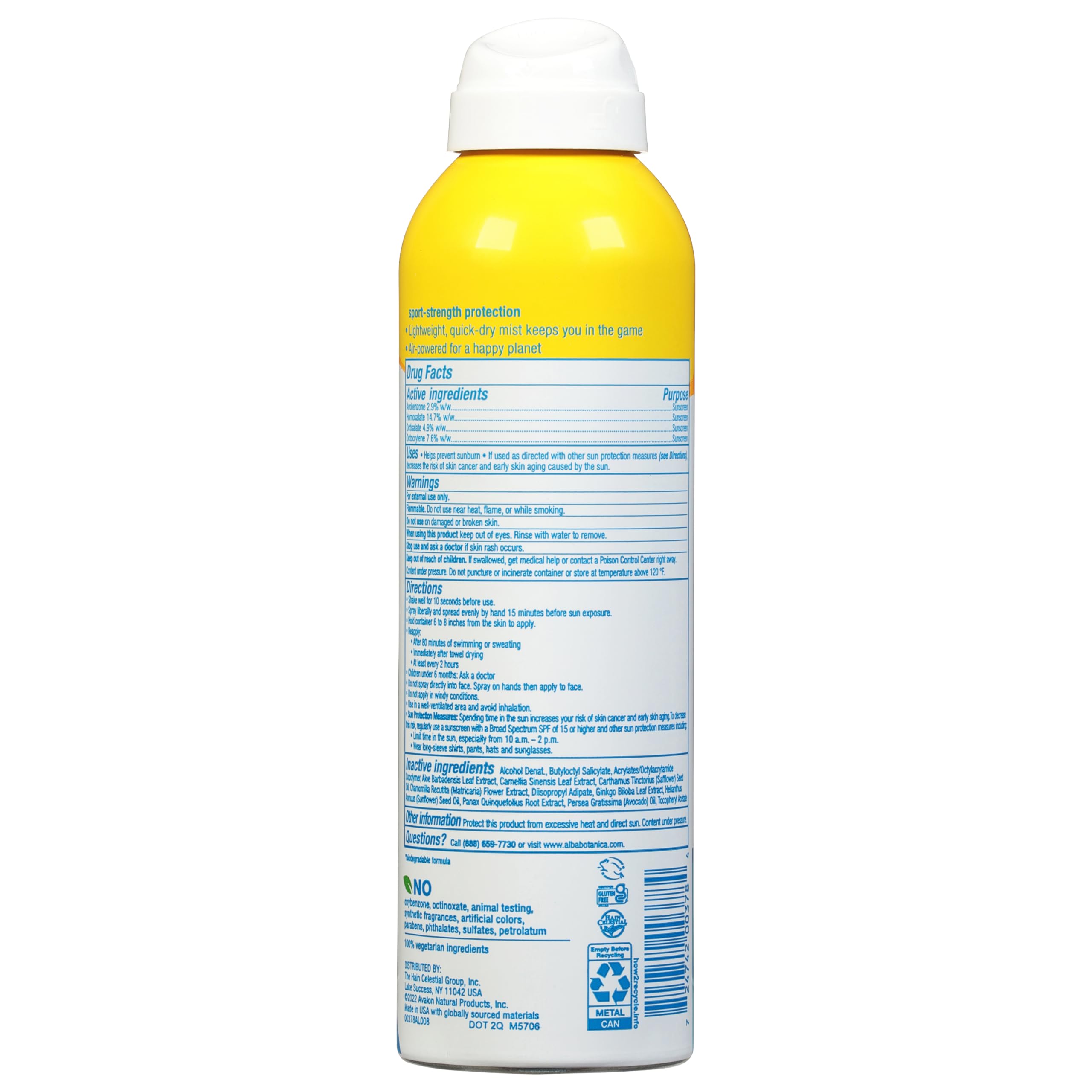 Alba Botanica Sport Sunscreen Spray For Face And Body, Spf 50, 5 Fl Oz Bottle