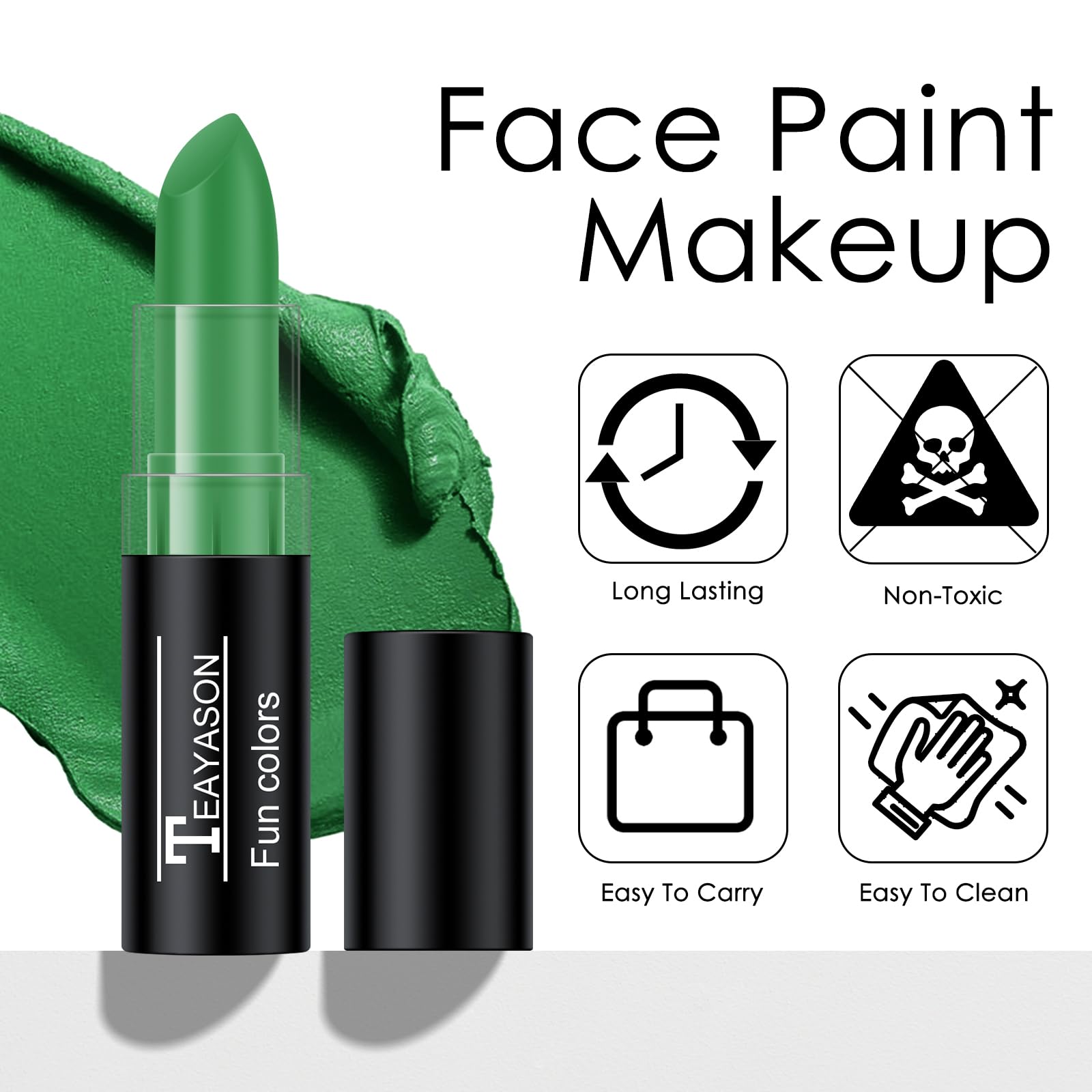 Freeorr 2Pcs Green Face Body Paint Stick,Green Eyeblack Body Paint For St Patricks Day/Halloween/Costume Accessories Vampire/Jok