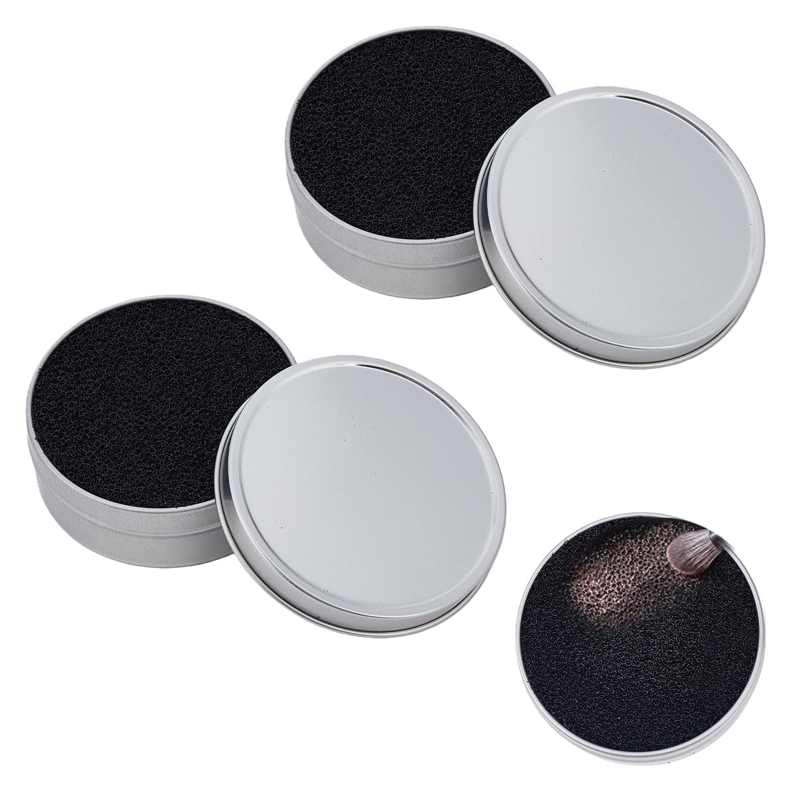 NICENEEDED 8 PCS Makeup Brush Cleaner Set, 2 PCS Makeup Brush Cleaner with 6 PCS Replacement Sponge, Color Removal Sponge Brush 