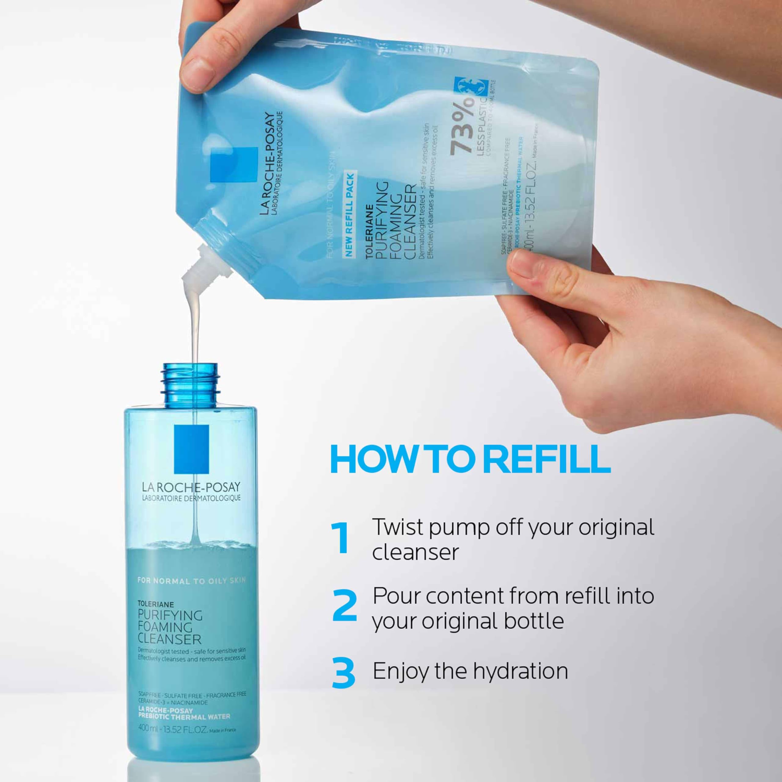 La Roche-Posay Toleriane Purifying Foaming Facial Cleanser | Niacinamide + Ceramides + Prebiotic Thermal Water | Oil Free Face W