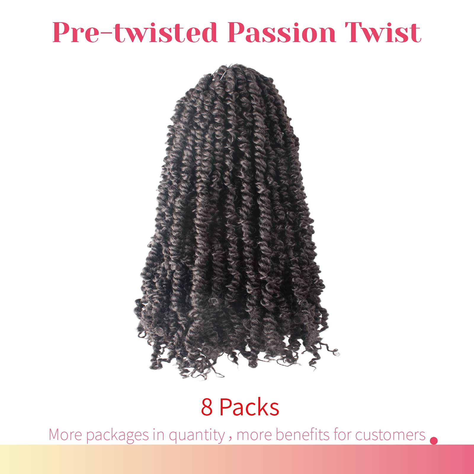 The BOHOBABE Pre-twisted Passion Twist Crochet Hair 14 Inch Short Brown Pre-looped Crochet Passion Twist Braiding Hair 8 Packs (