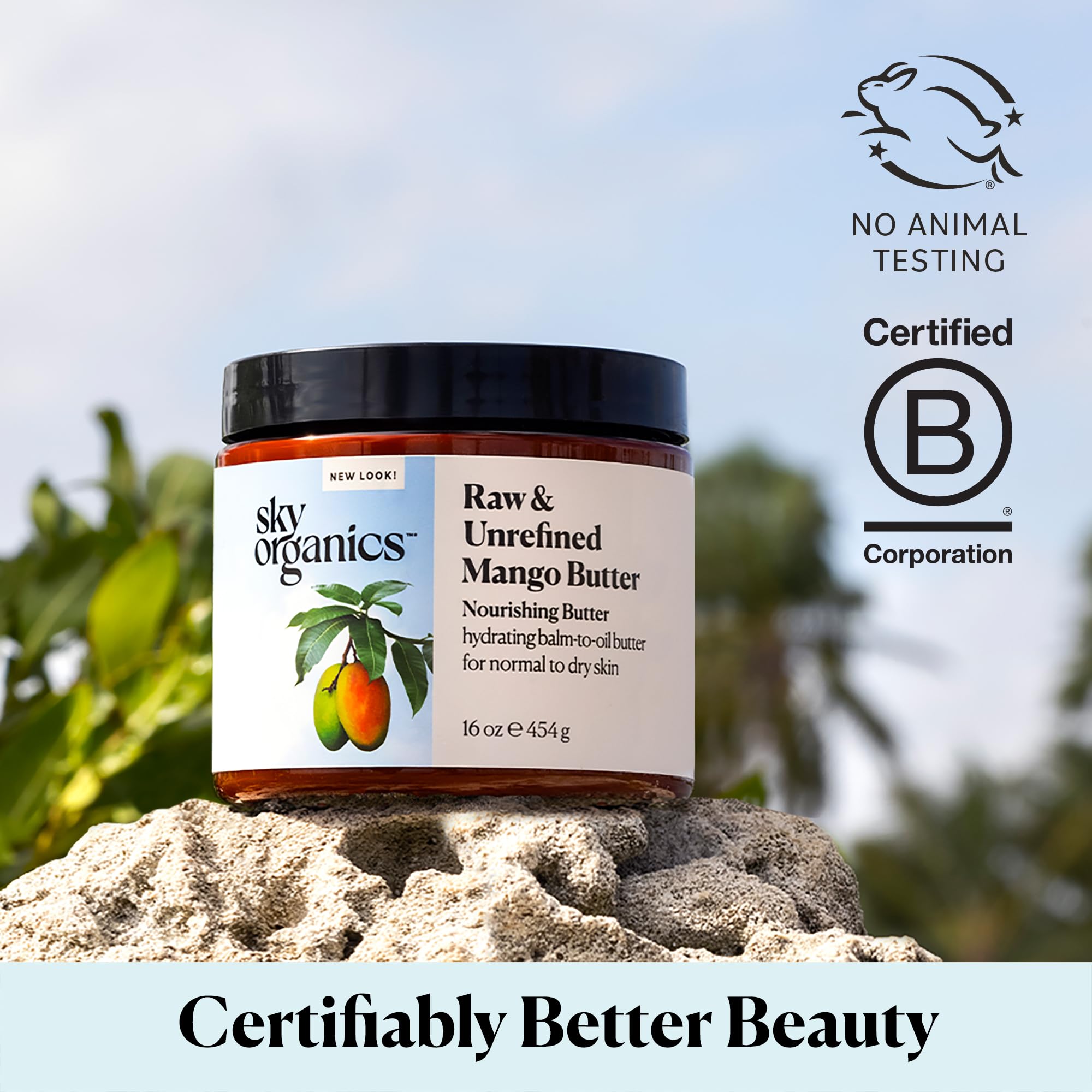 Sky Organics Mango Butter for Body & Face, 100% Raw and Unrefined Nourishing Butter for Light, Daily Hydration and Promotes Soft