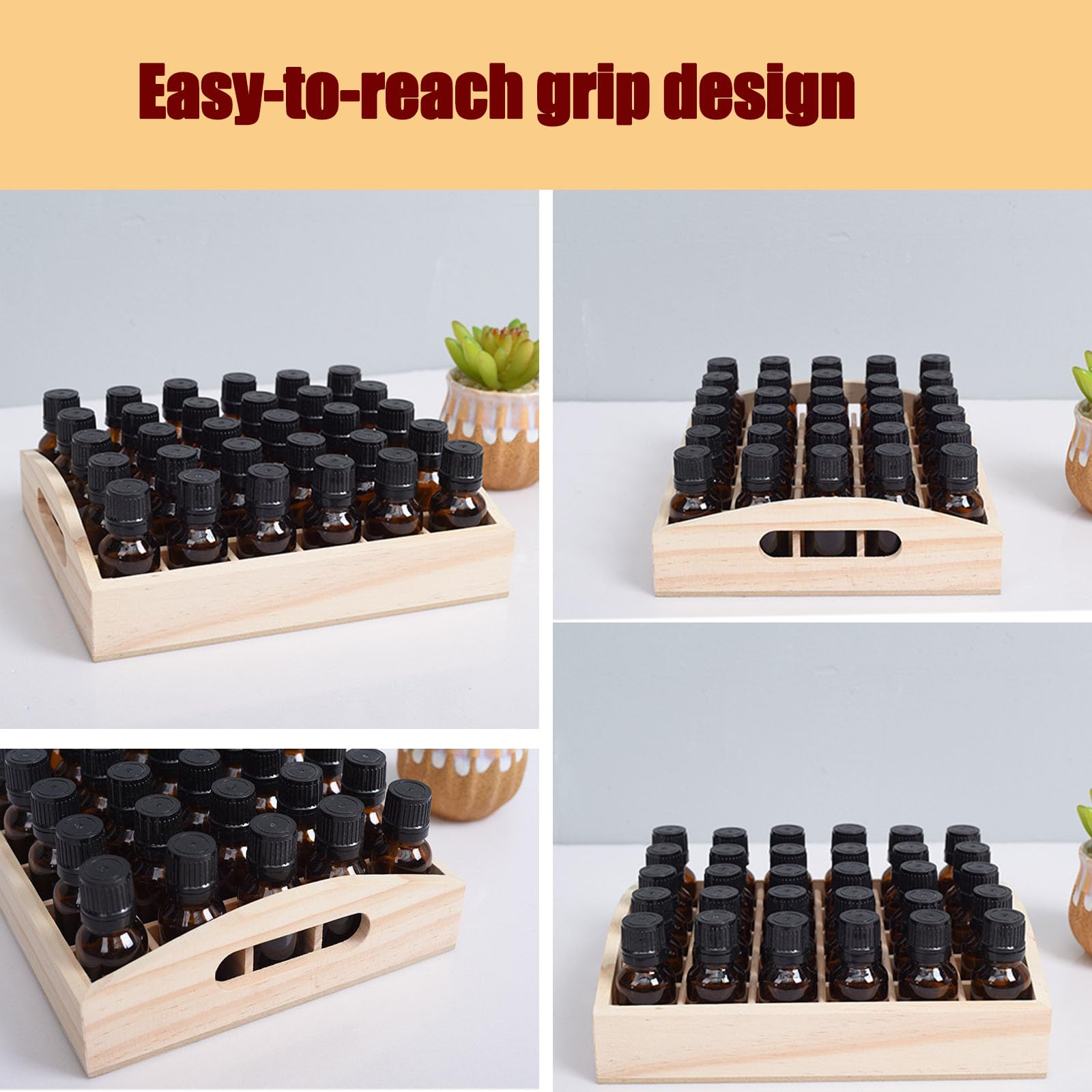 MIAO YUAN Wooden Essential Oil Bottle Storage Box, Multi-compartment Essential Oil Display Box, 30 Compartment Removable Large C
