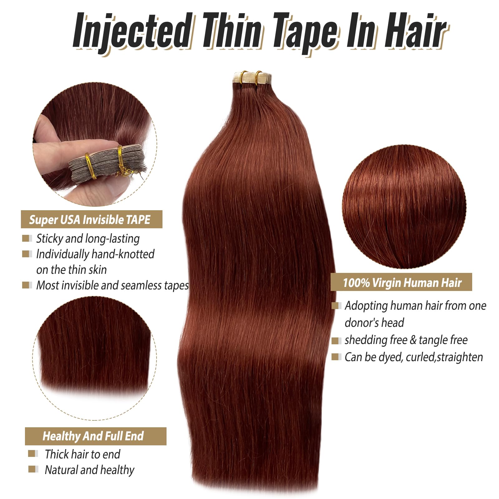 22 Inch Tape In Hair Extensions Remy Human Hair Extensions Skin Weft Tape In Straight Thick Natural Hair Extensions 60G 20Pcs Da