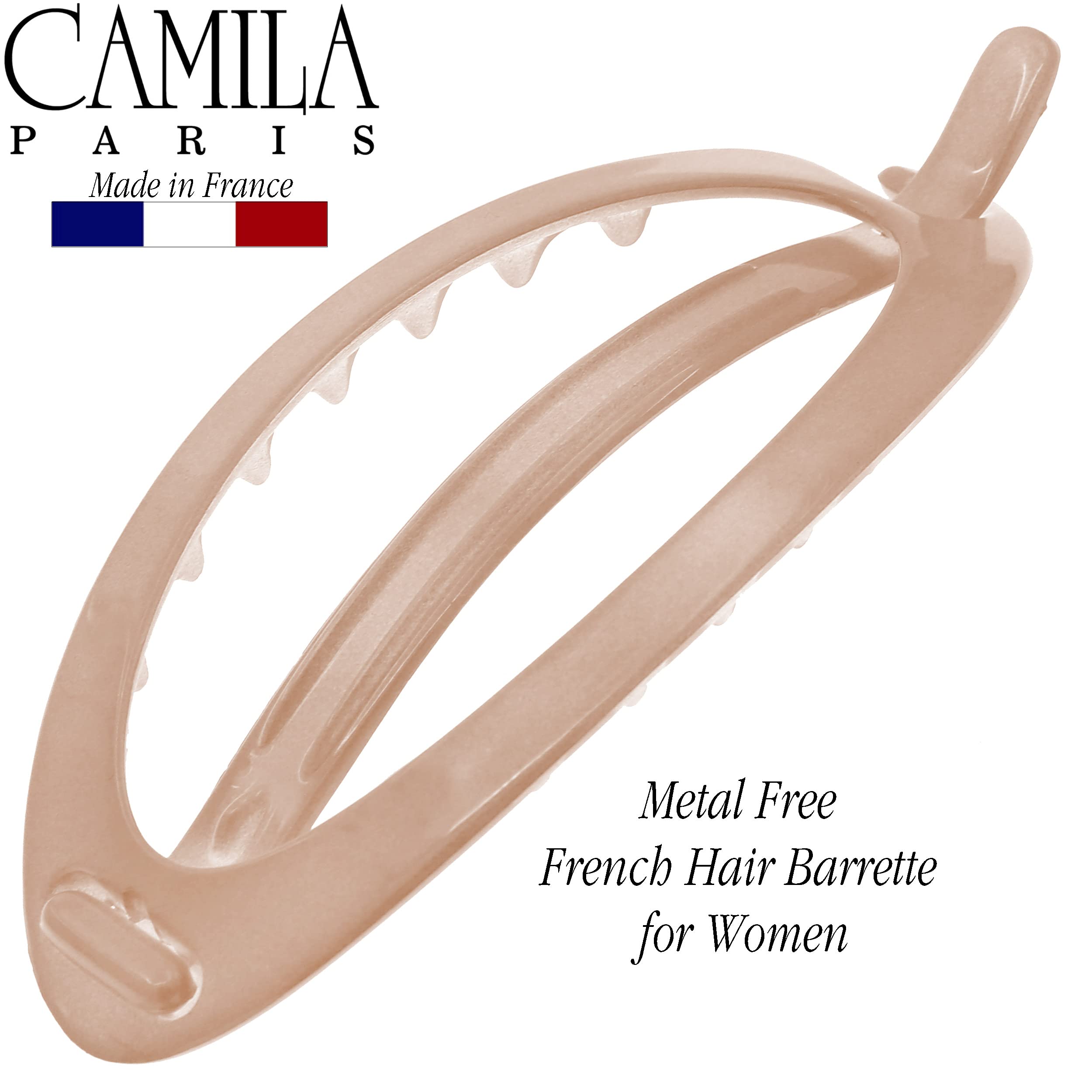 Camila Paris Cp2320 French Hair Barrette Clip, Flexible Ponytail Holder No Metal Parts, Strong Hold Grip Hair Clips For Women, N