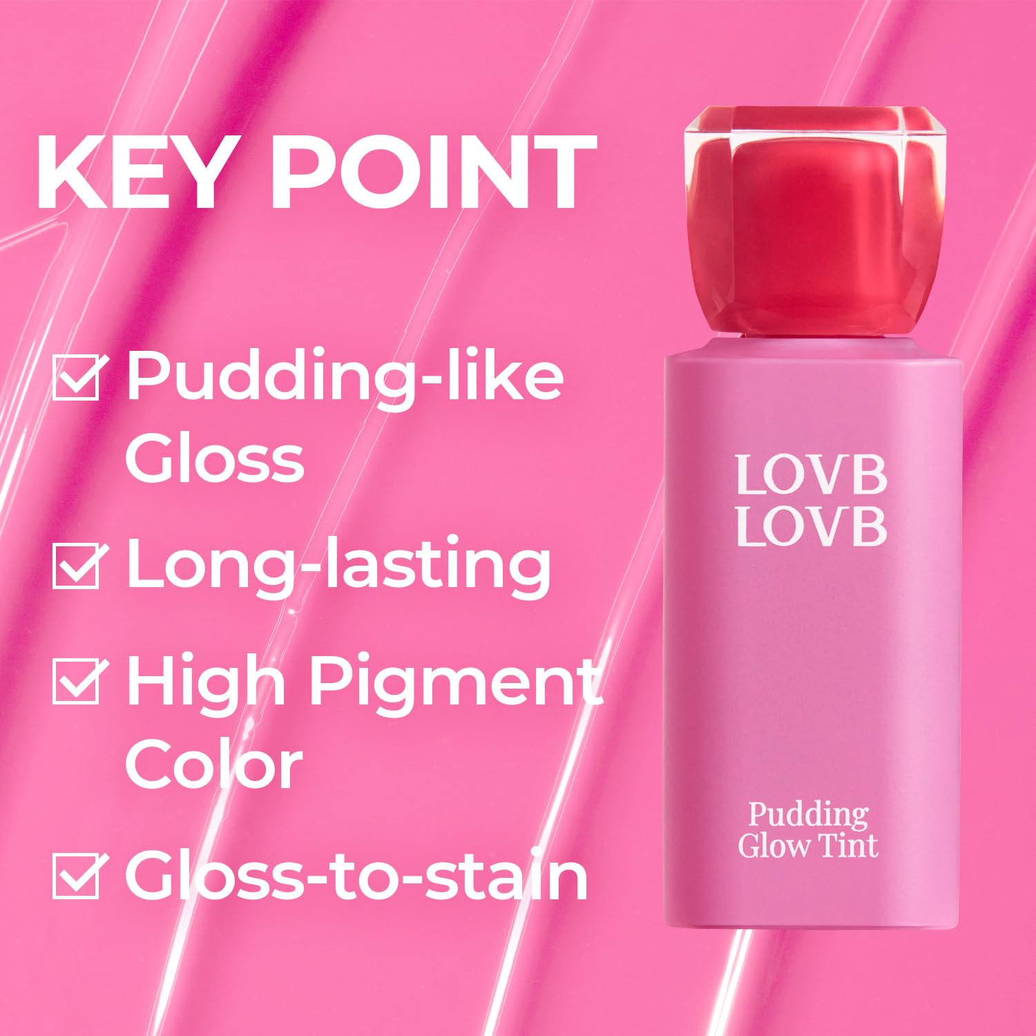 Lovb Lovb Pudding Glow Korean Lip Tint | Long-Lasting Lip Gloss Tint For Glowy | Moisturizing, Non-Sticky Glossy Lip Stain 0.14