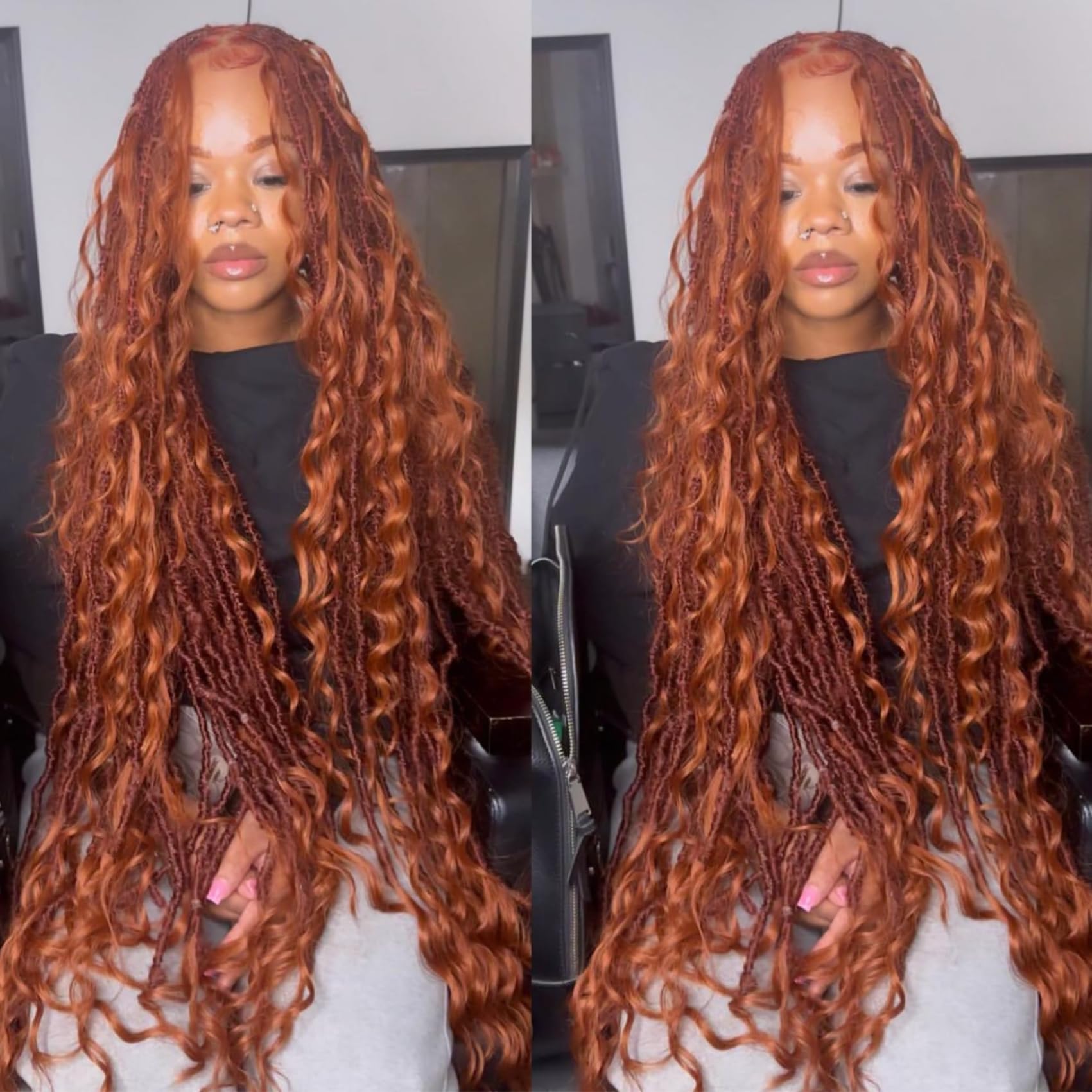Gozill Ginger Braiding Hair Pre Stretched Kanekalon Braiding Hair For Boho Braids(6 Pakcs)