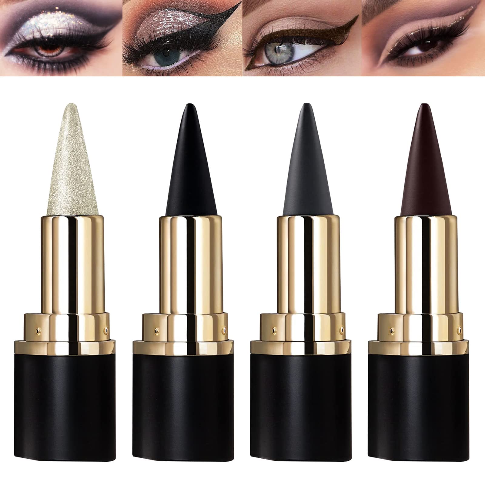 Miss Rose M 4 Colors Gel Eyeliner Set, Eyeliner Pencils, delineador de ojos contra el agua, Easy to Use, Eye Makeup for Women (4