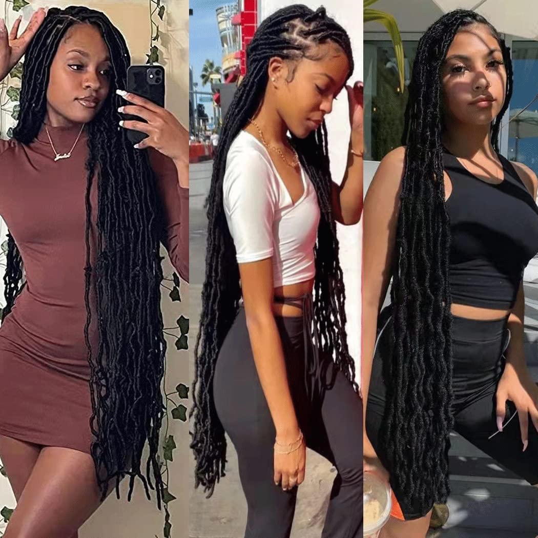 6 Packs 36 Inch Soft Locs Crochet Hair Pre Looped Long Faux Locs Crochet Braids Goddess Locs Dreadlocs Synthetic Hair For Black