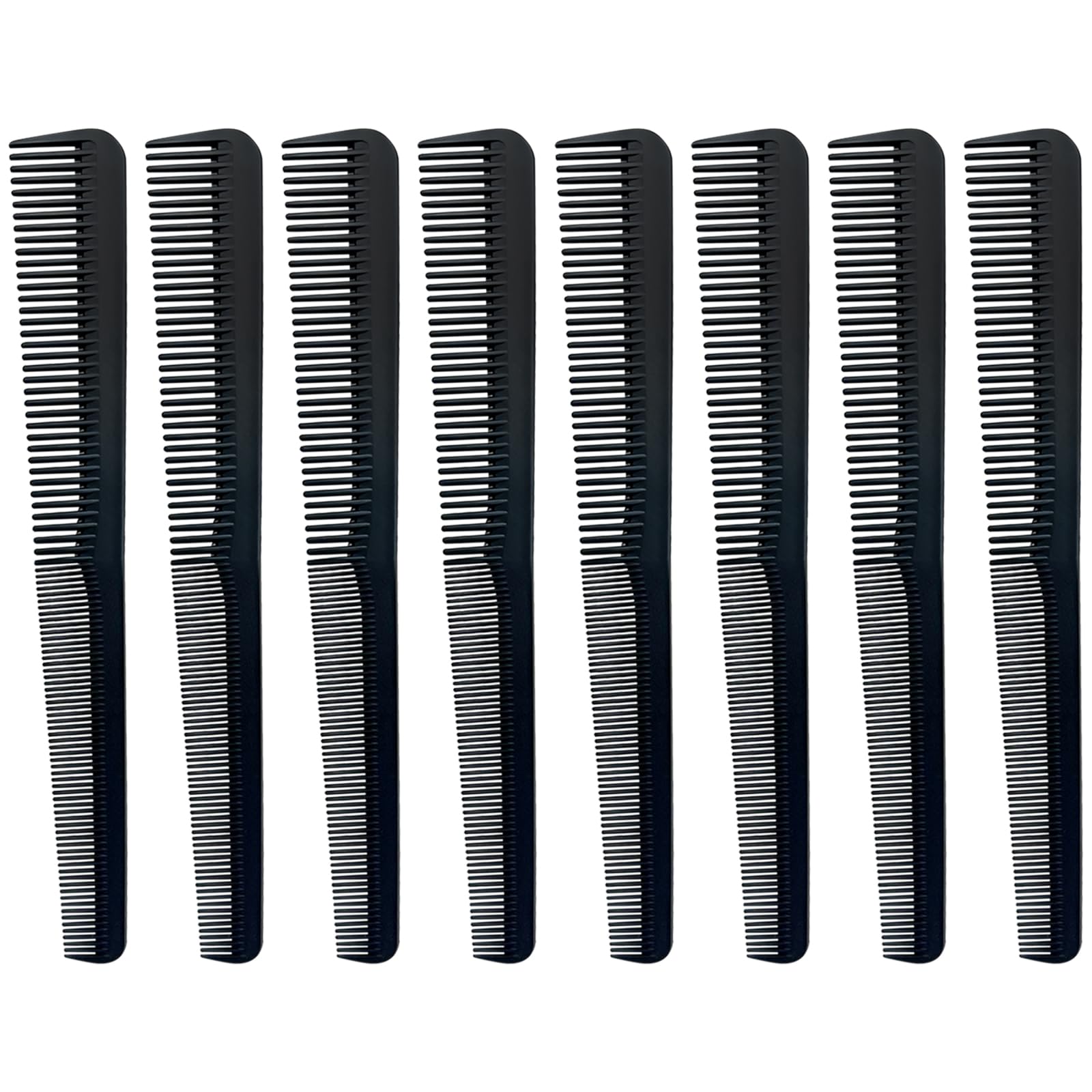 8Pack 7.09 Black Pocket Barber Comb Set  Beard, Mustache, Hair & Sideburn Styling Combs for man