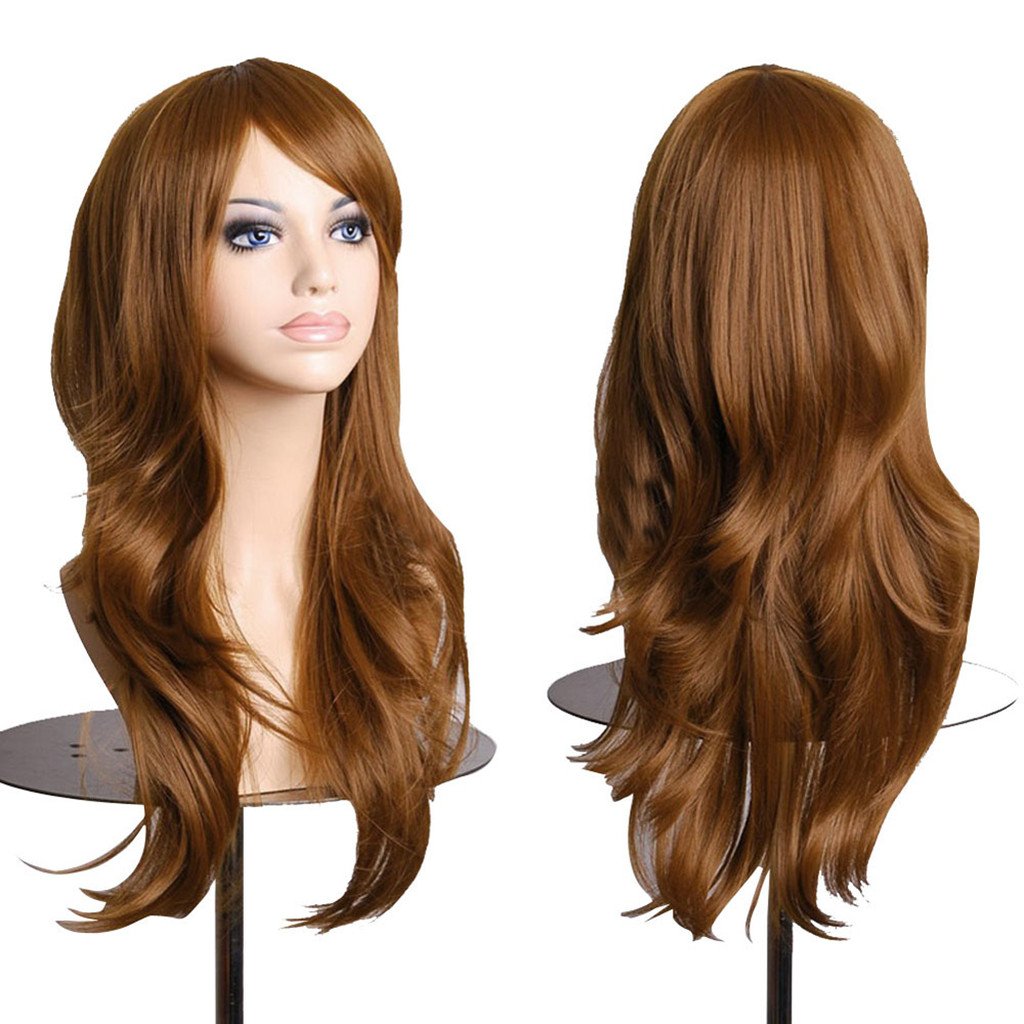 Aneshe Wigs 28'' Long Wavy Hair Heat Resistant Cosplay Wig For Women (Light Brown)