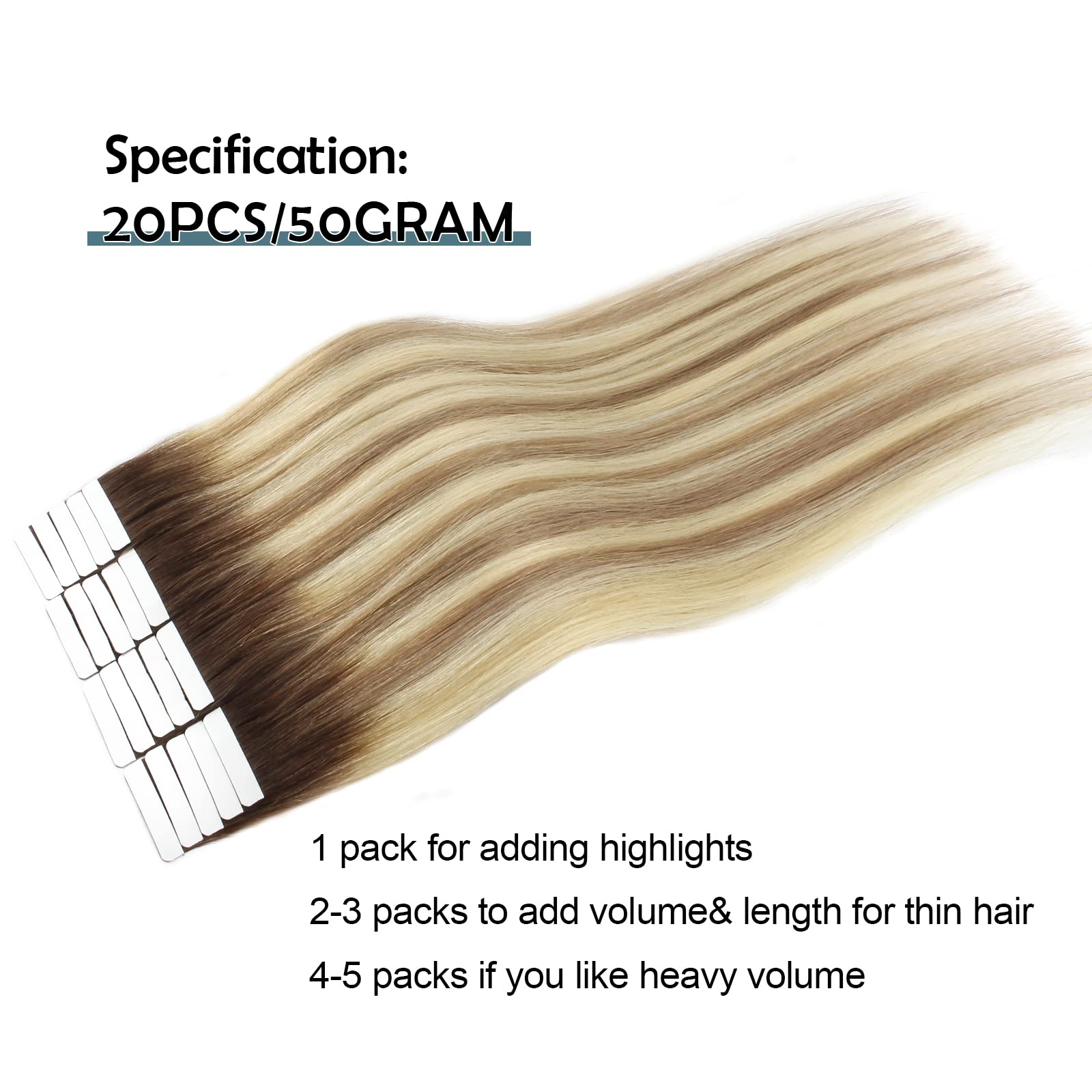 Sassina 16 Inch Invisible Tape In Hair Extensions Human Hair Rooted Brown To Blonde Real Hair Extensions Tape In Double Side Glu
