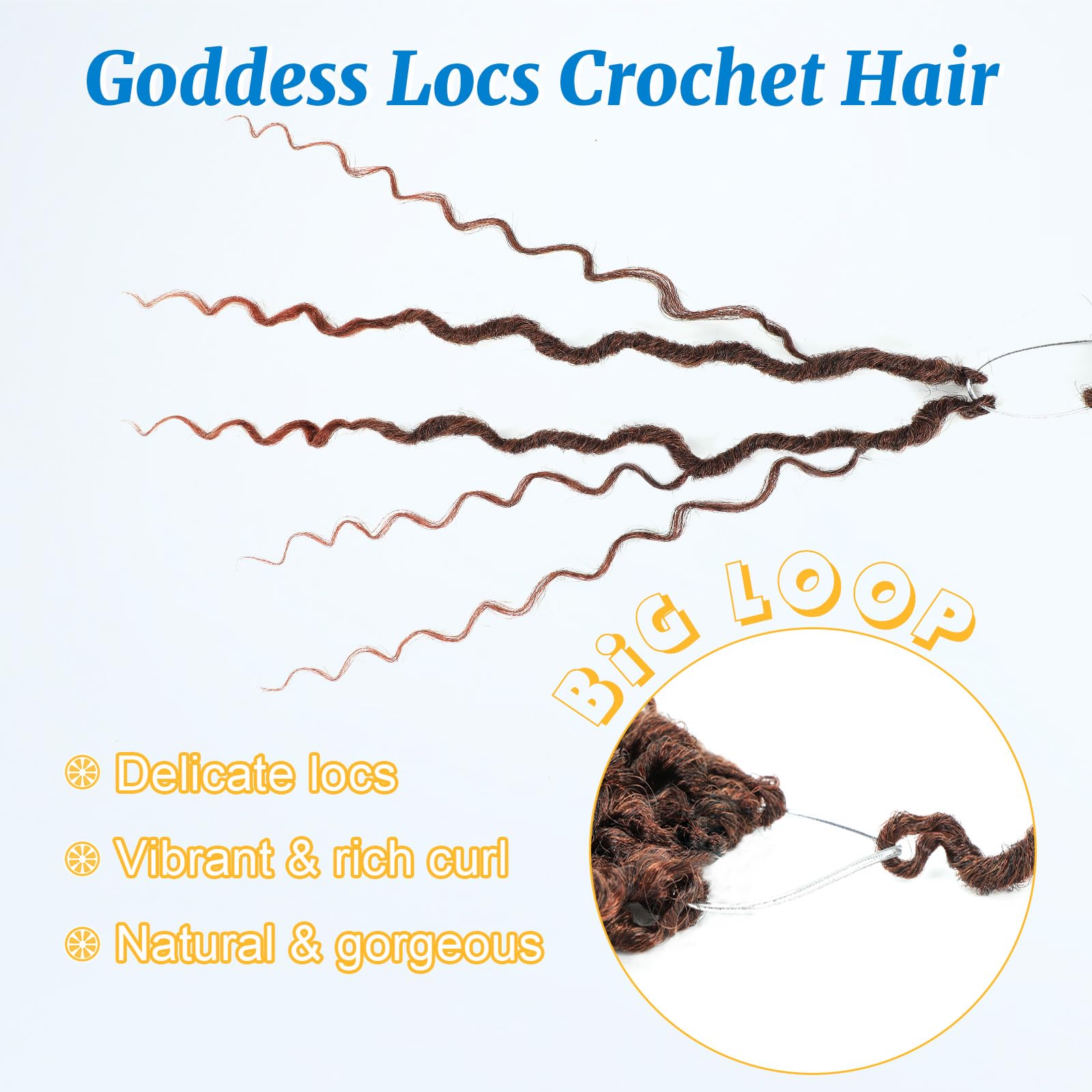 Forevery Faux Locs Crochet Hair 12 Inch Goddess Locs Crochet Hair 6 Packs Prelooped Crochet Hair For Black Women, Ginger Crochet
