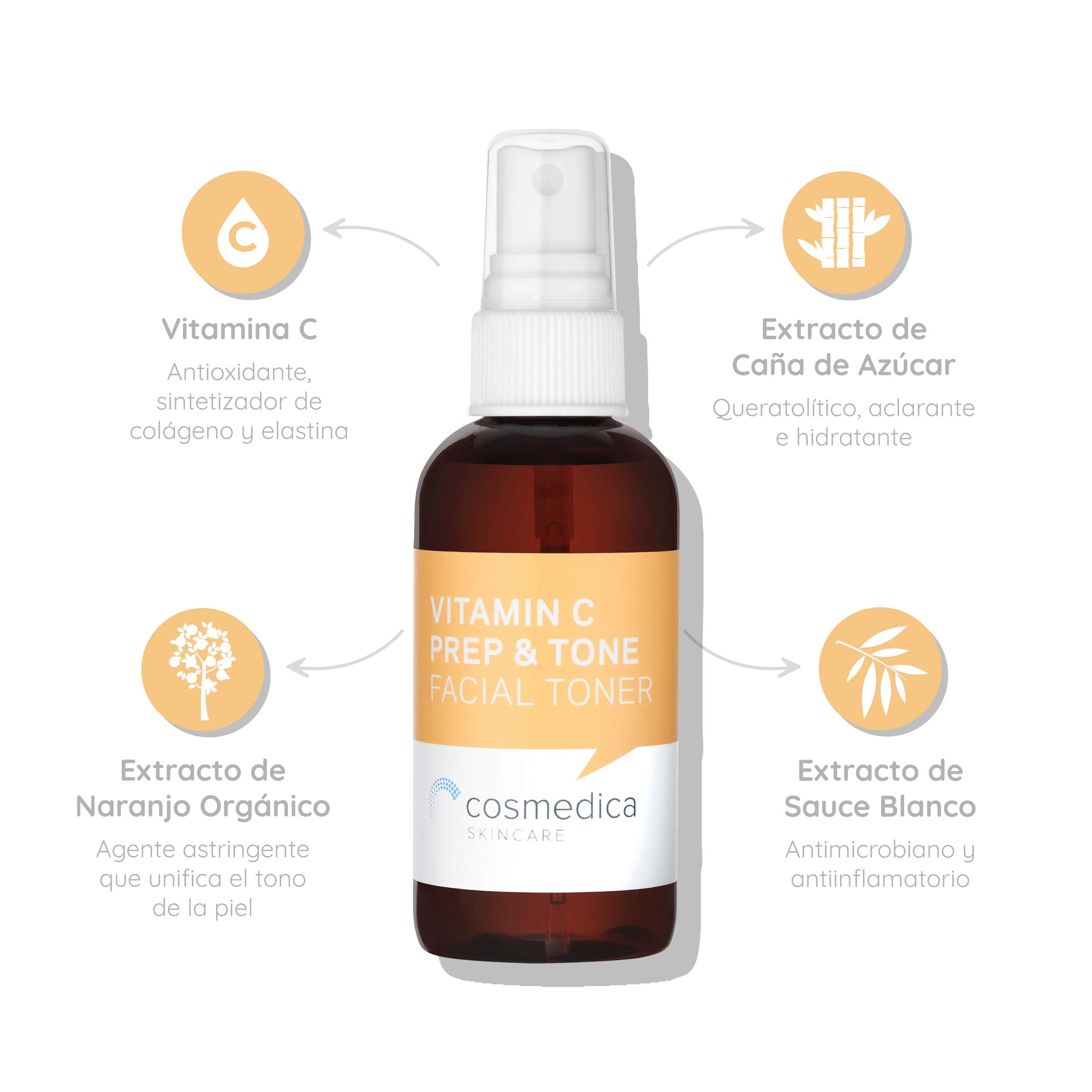 Vitamin C Prep & Tone (4oz) Facial Toner and Prep, Minimize Pores and Remove Excess Dirt, Oil, and Make-Up- Best Vitamin C for S