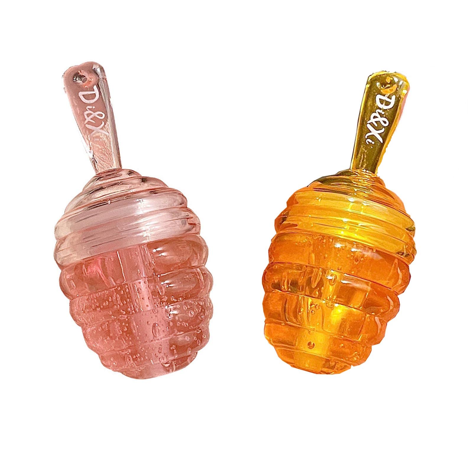 2Pcs Small Honey Pot Lip Oil,Peach And Honey Flavor,Moisturizing Honey Lip Mask Lip Balm,Day And Night Repair Lip Sleeping Masks