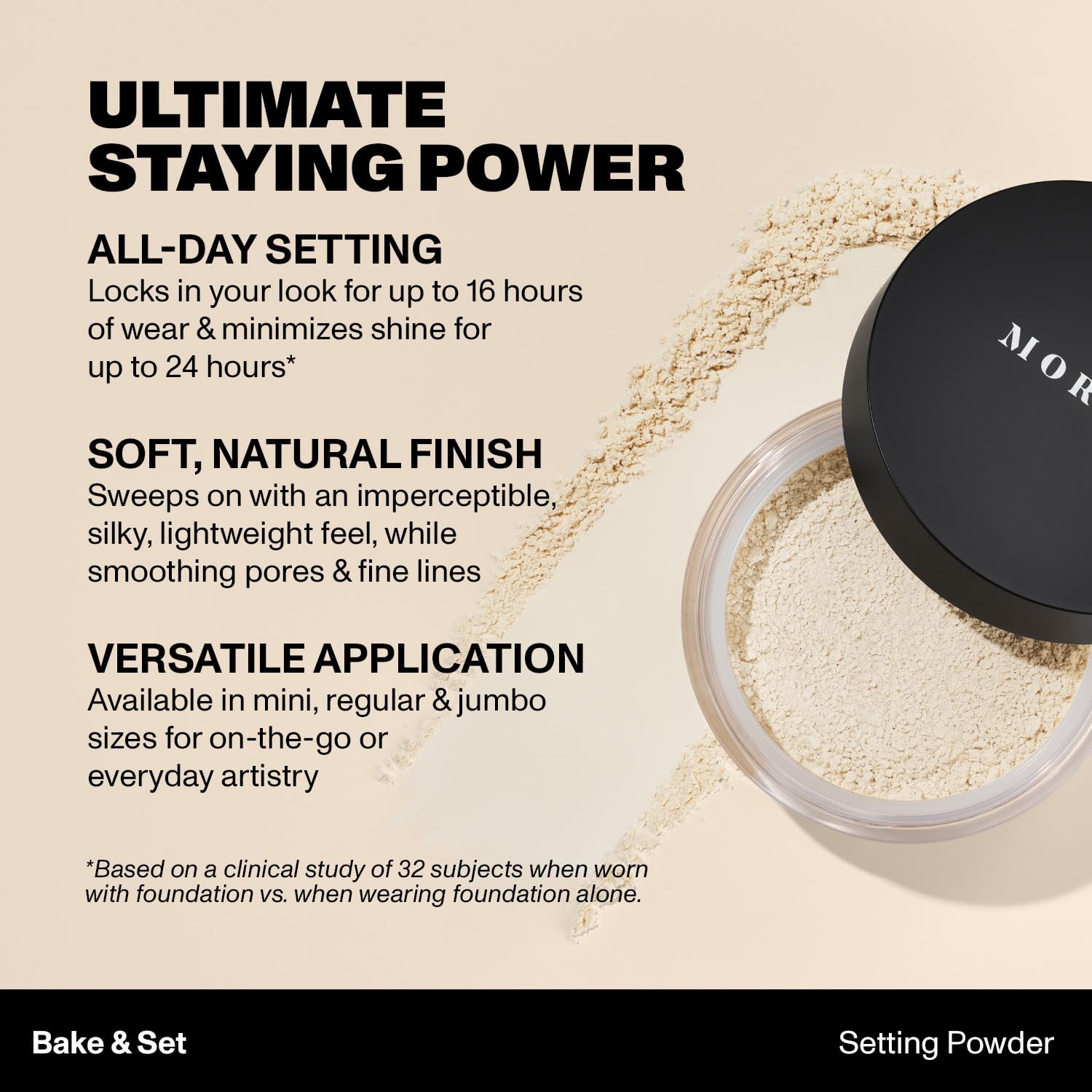 Morphe Jumbo Bake & Set Translucent Setting Powder - Lightweight, Talc-Free Finishing Powder for Face Makeup with a Soft, Natura