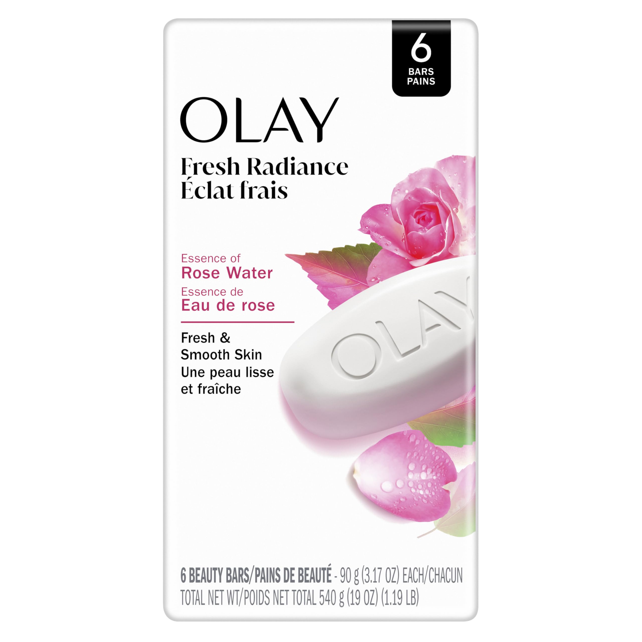 Olay Fresh Radiance Beauty Bar, Nourishing & Refreshing Formula, Smooth & Gentle on Skin, Vitamin B3 Complex, Essence of Rose Wa