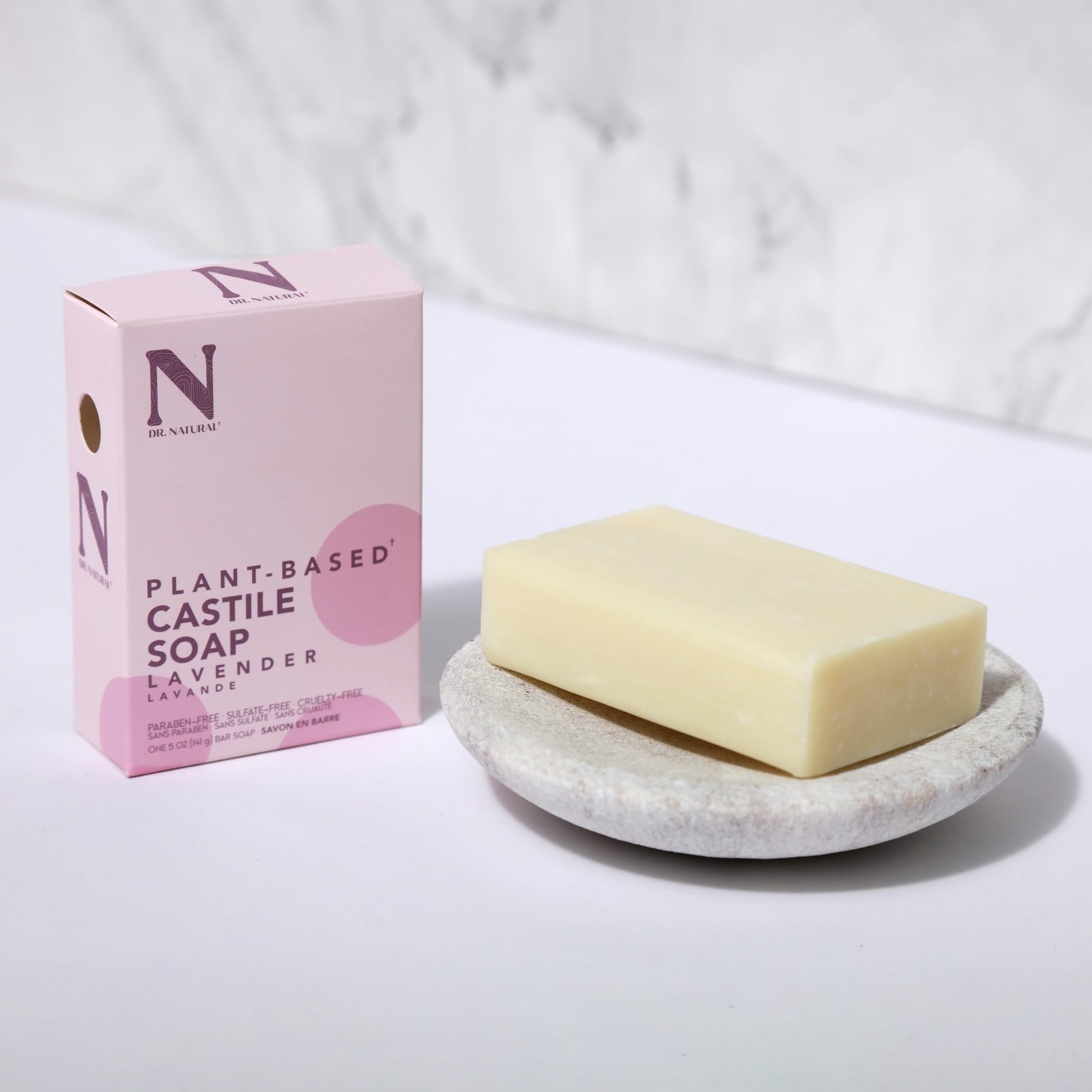 Dr. Natural Pure Castile Soap, Lavender, 5 Oz - Plant-Based - Made With Shea Butter - Rich In Essential Oils - Paraben-Free, Sul